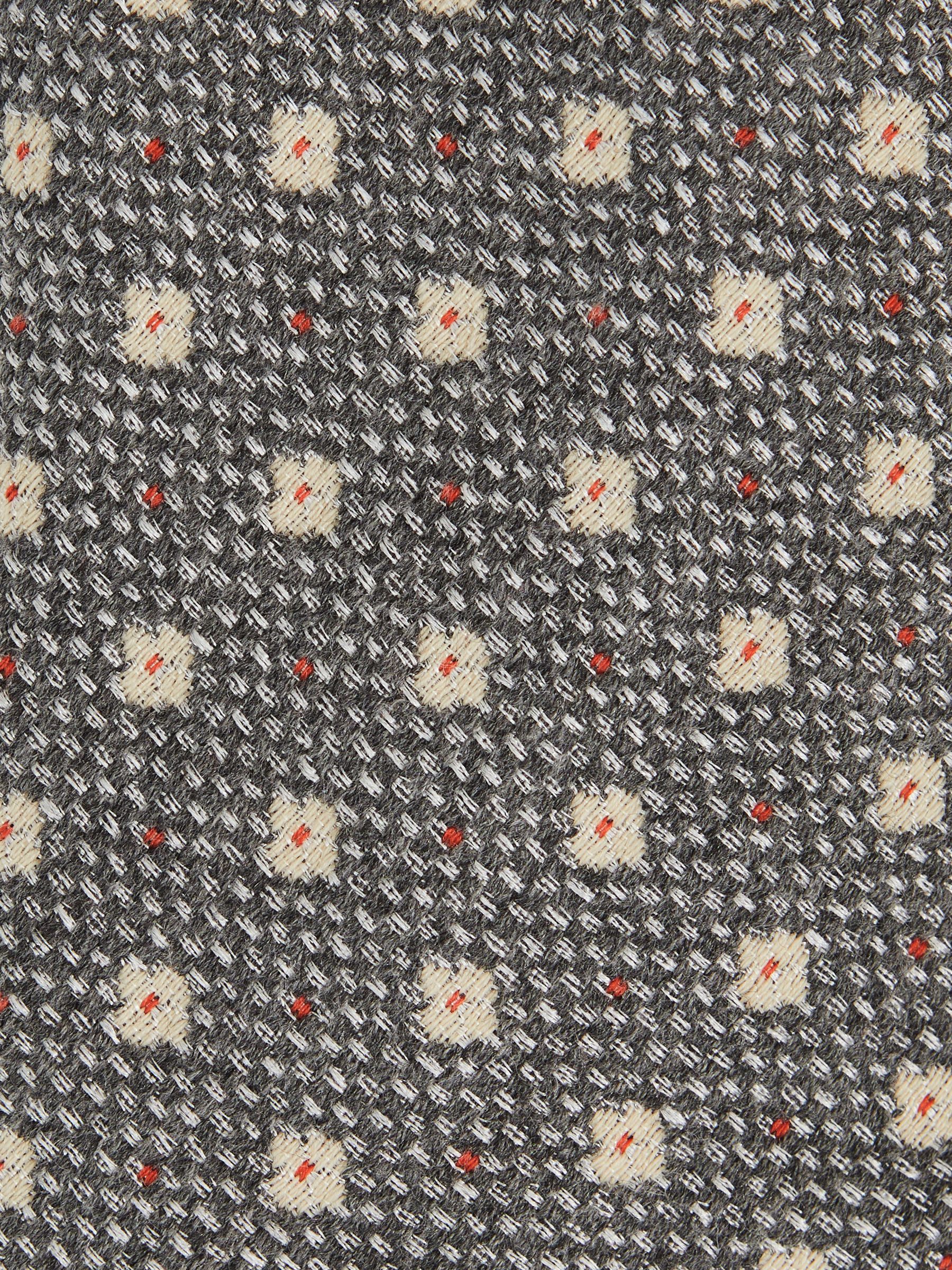 Wool-Silk Floral-Medallion Tie in Grey