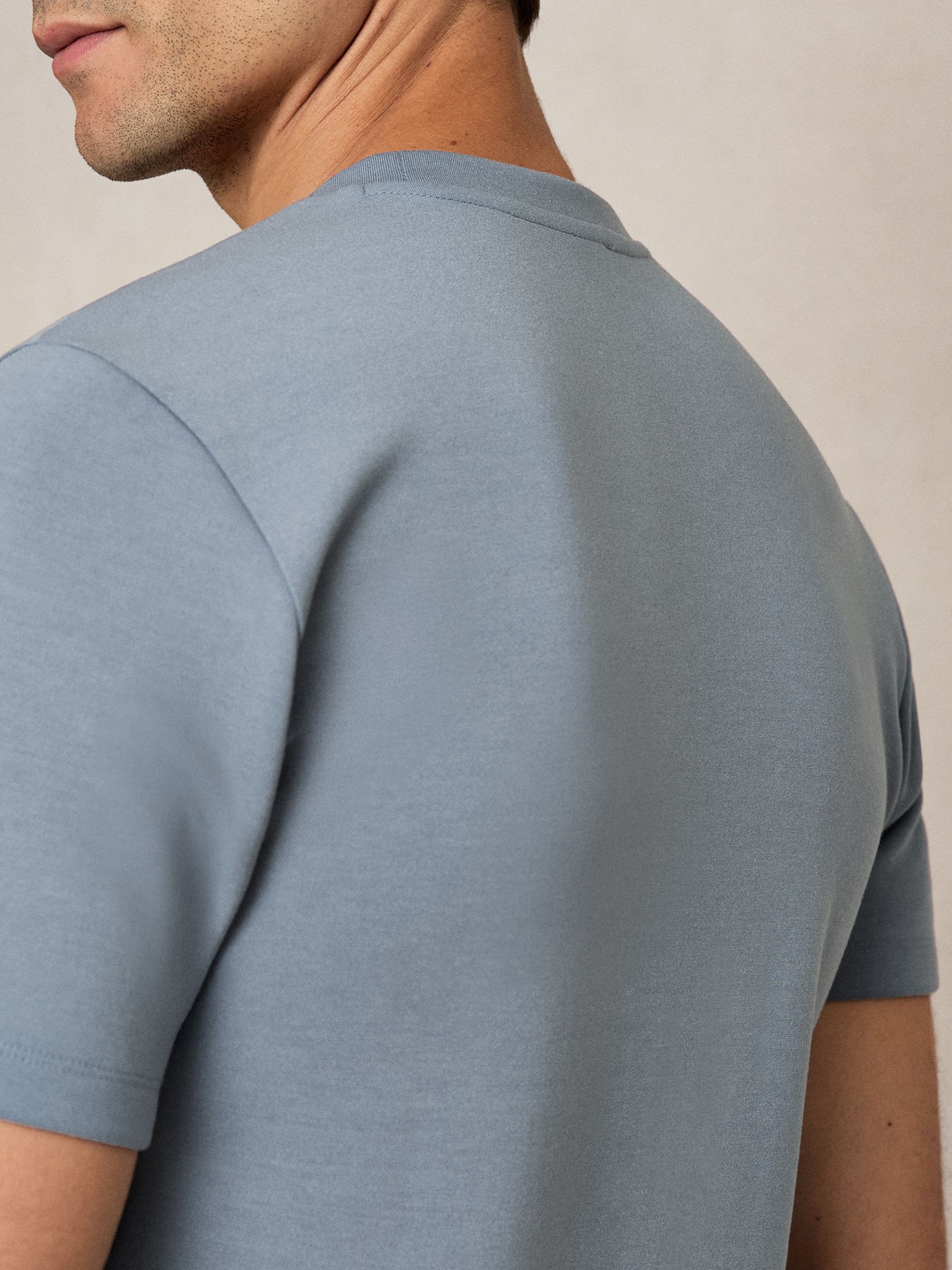 Premium Interlock Crew-Neck T-Shirt in Airforce Blue