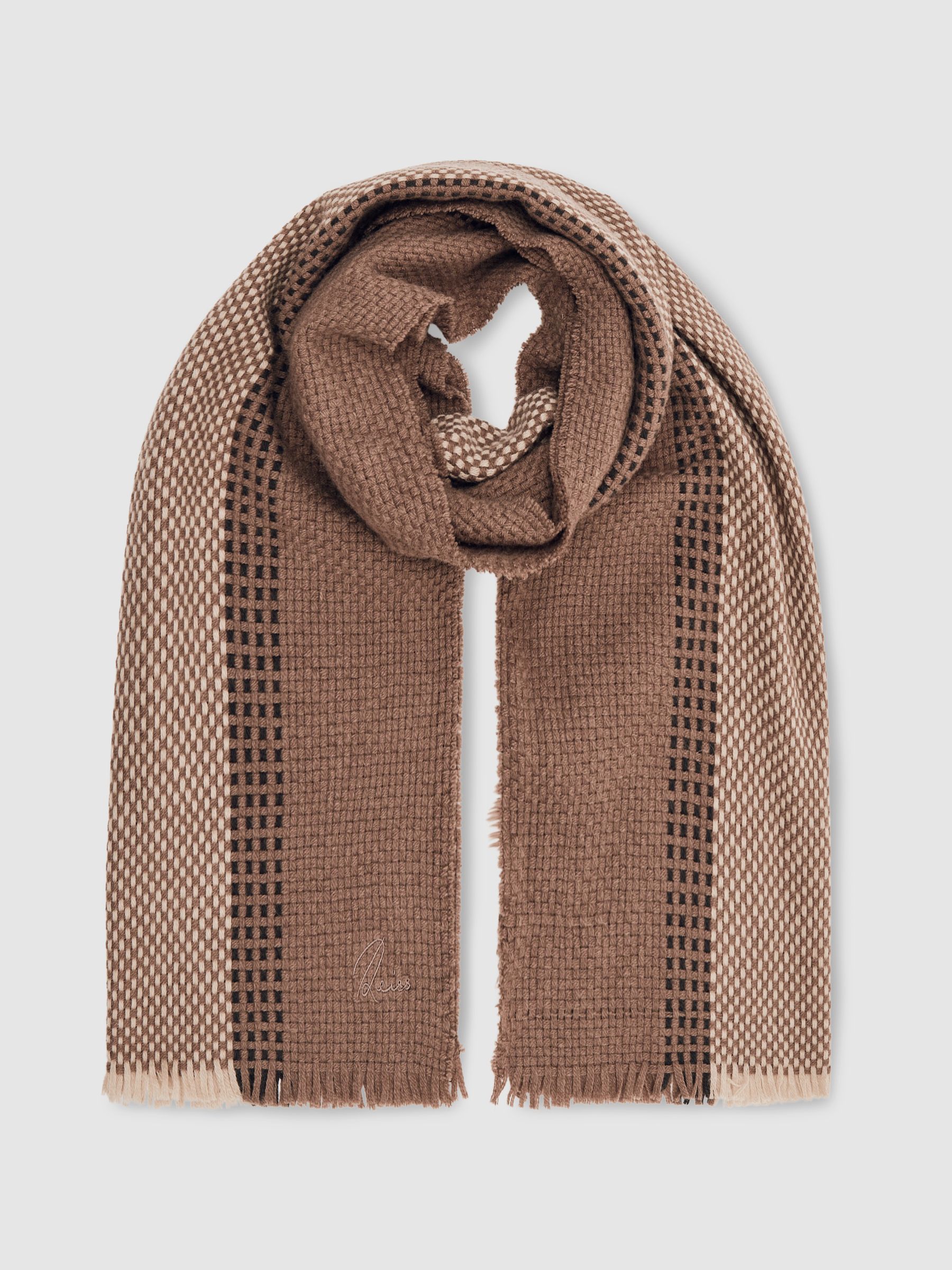 Wool-Cashmere Textured Scarf in Taupe