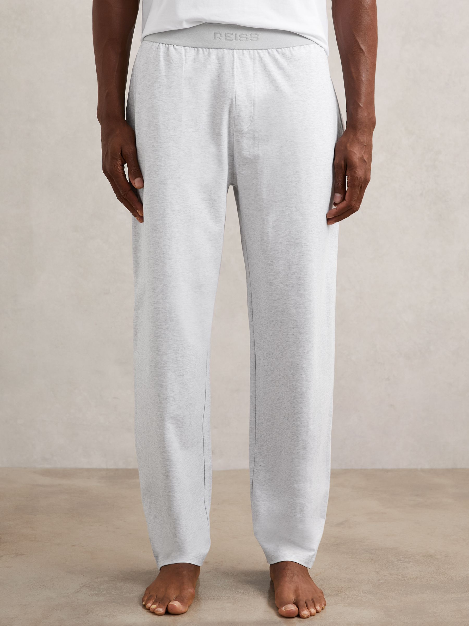 Cotton Jersey Logo-Waistband Joggers with Stretch in Soft Grey