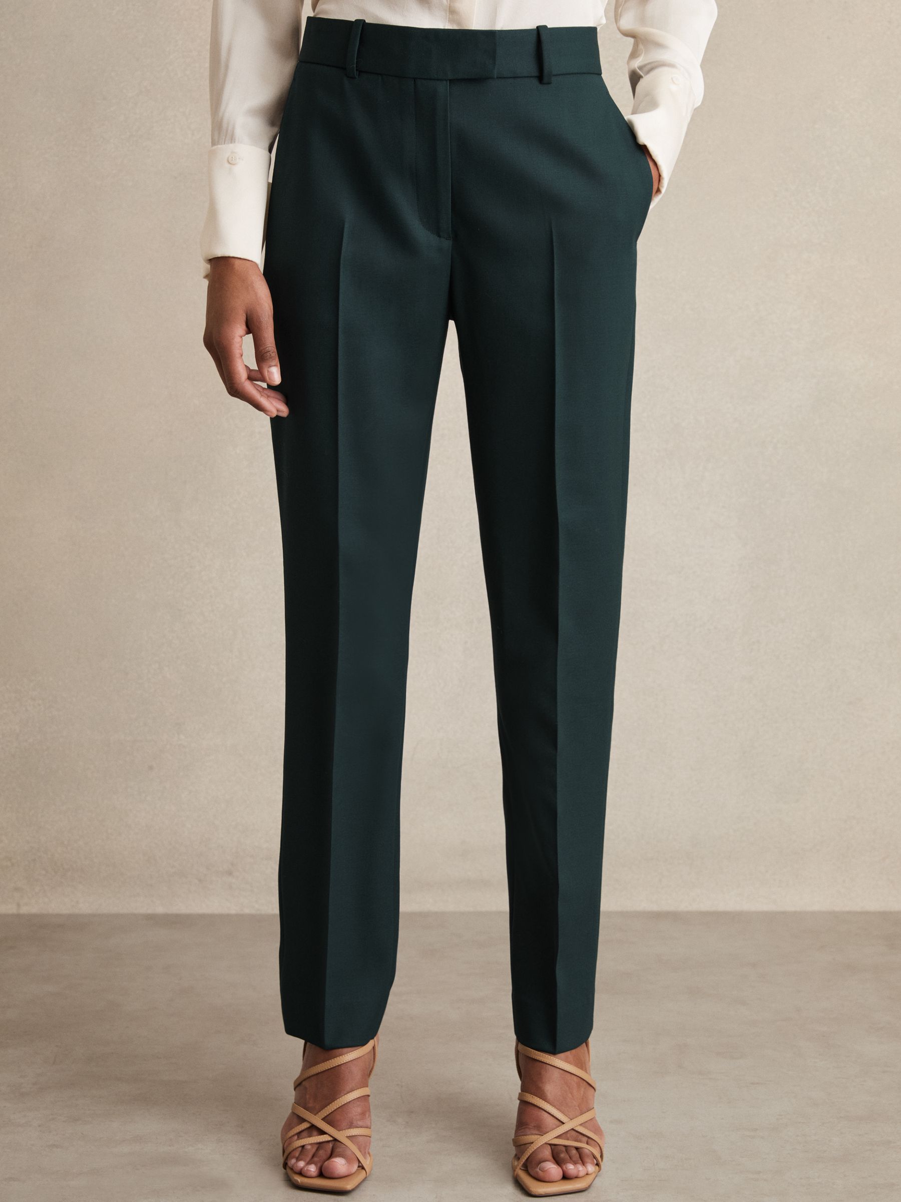 Petite Wool-Blend Slim-Fit Suit Trousers in Green