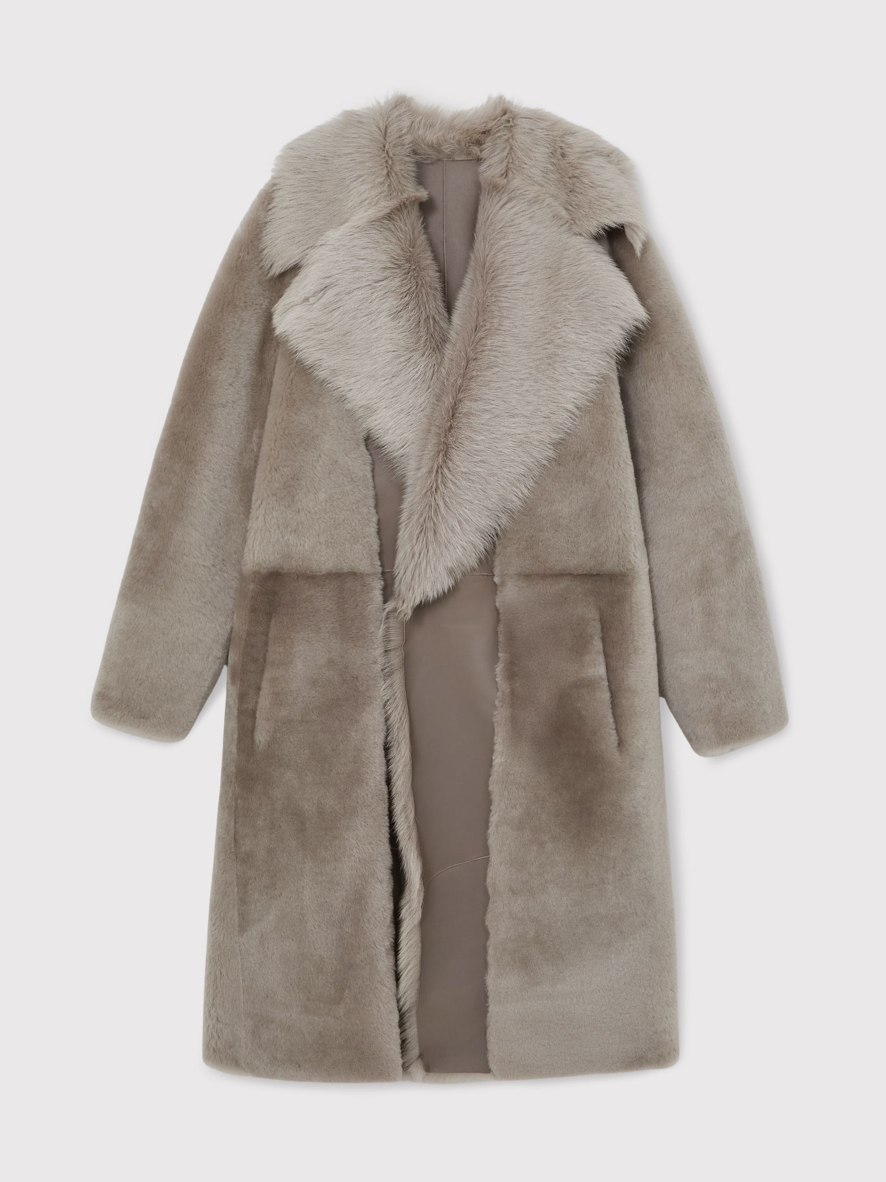 Shearling And Leather Coat in Neutral