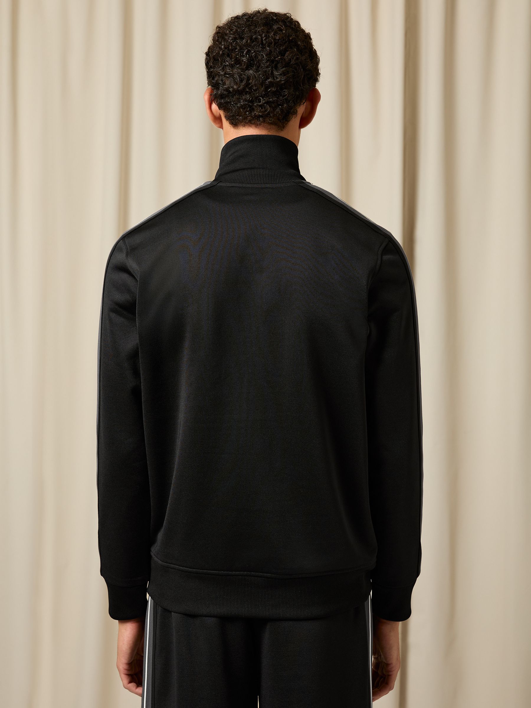 Monogram Zip-Through Relaxed Track Top in Black