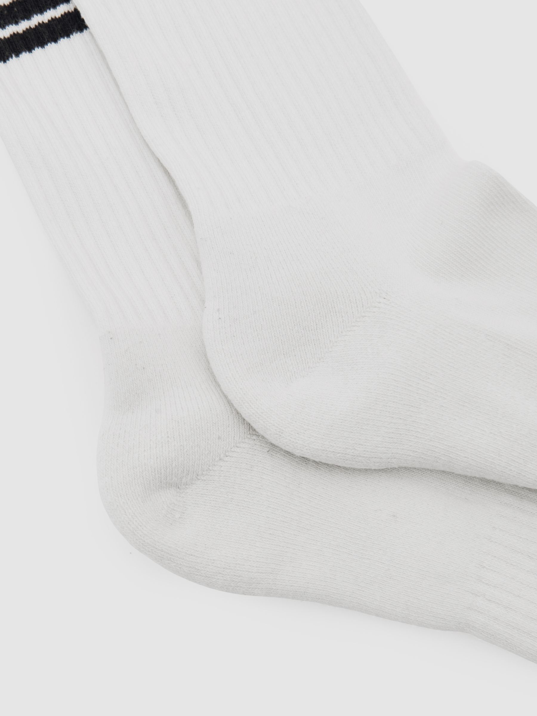 Monogram Cotton-Blend Rib Sport Socks in Ecru/Chocolate Brown