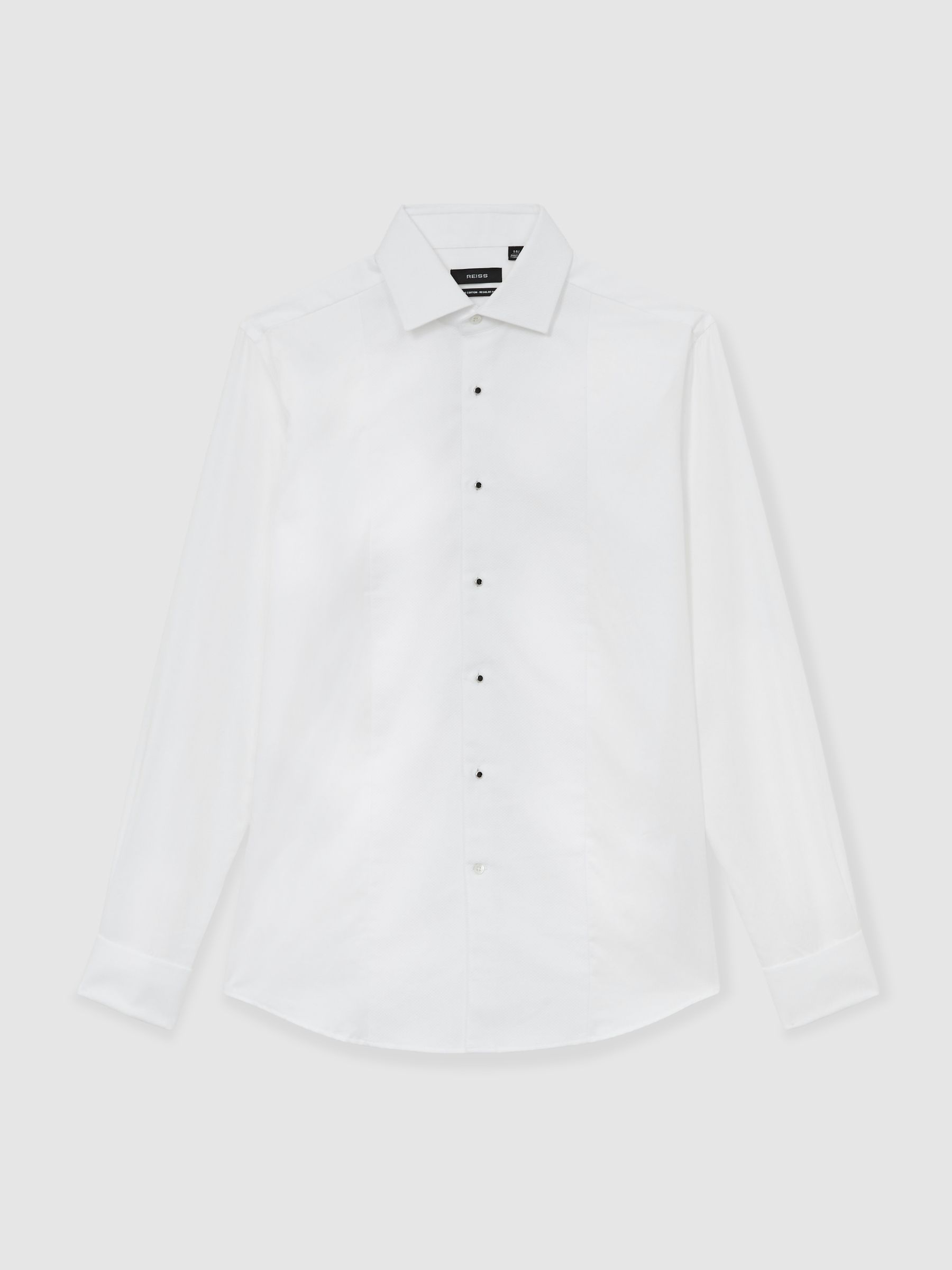 Regular Fit Cotton Double-Cuff Dinner Shirt in White