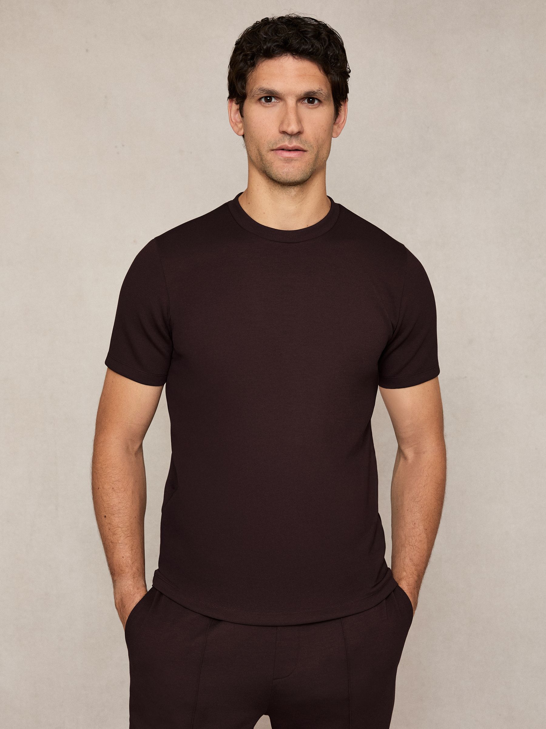 Premium Interlock Crew-Neck T-Shirt in Cherry Red