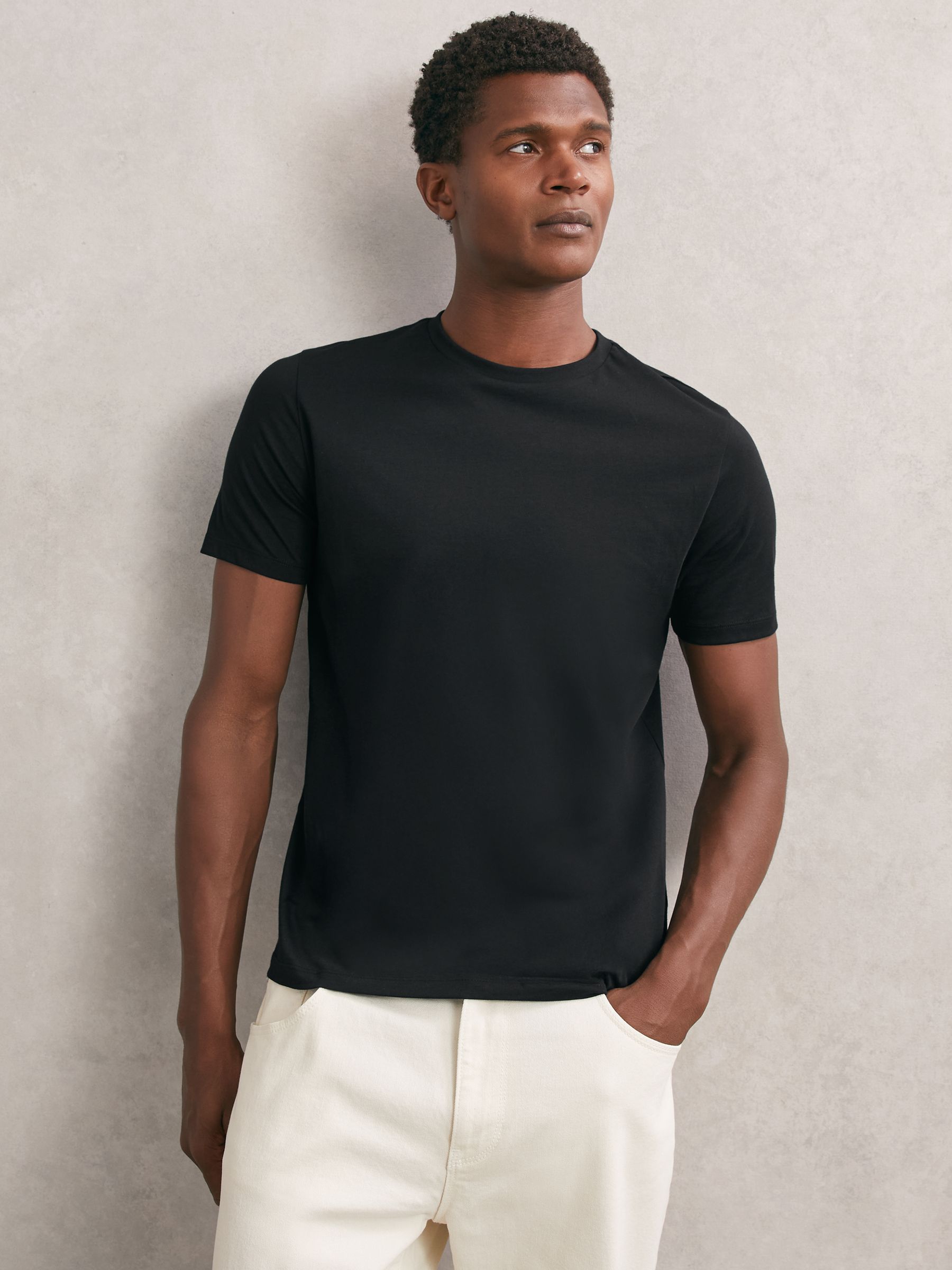 Cotton-Jersey Crew-Neck T-shirts 3 Pack in Black