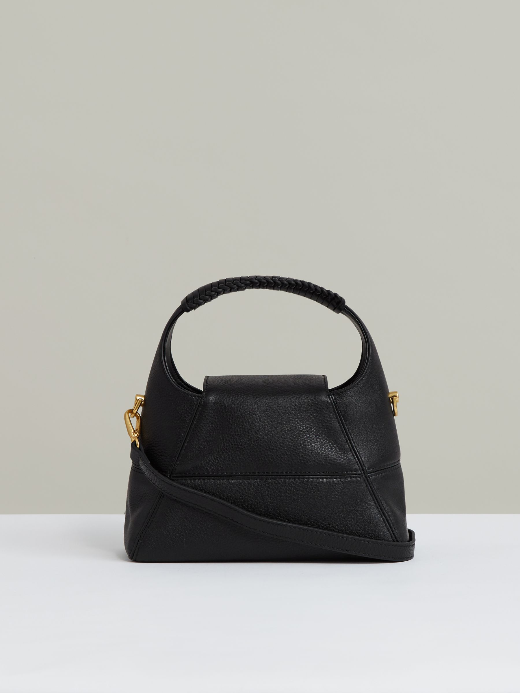 Grained-Leather Crossbody Bag in Black