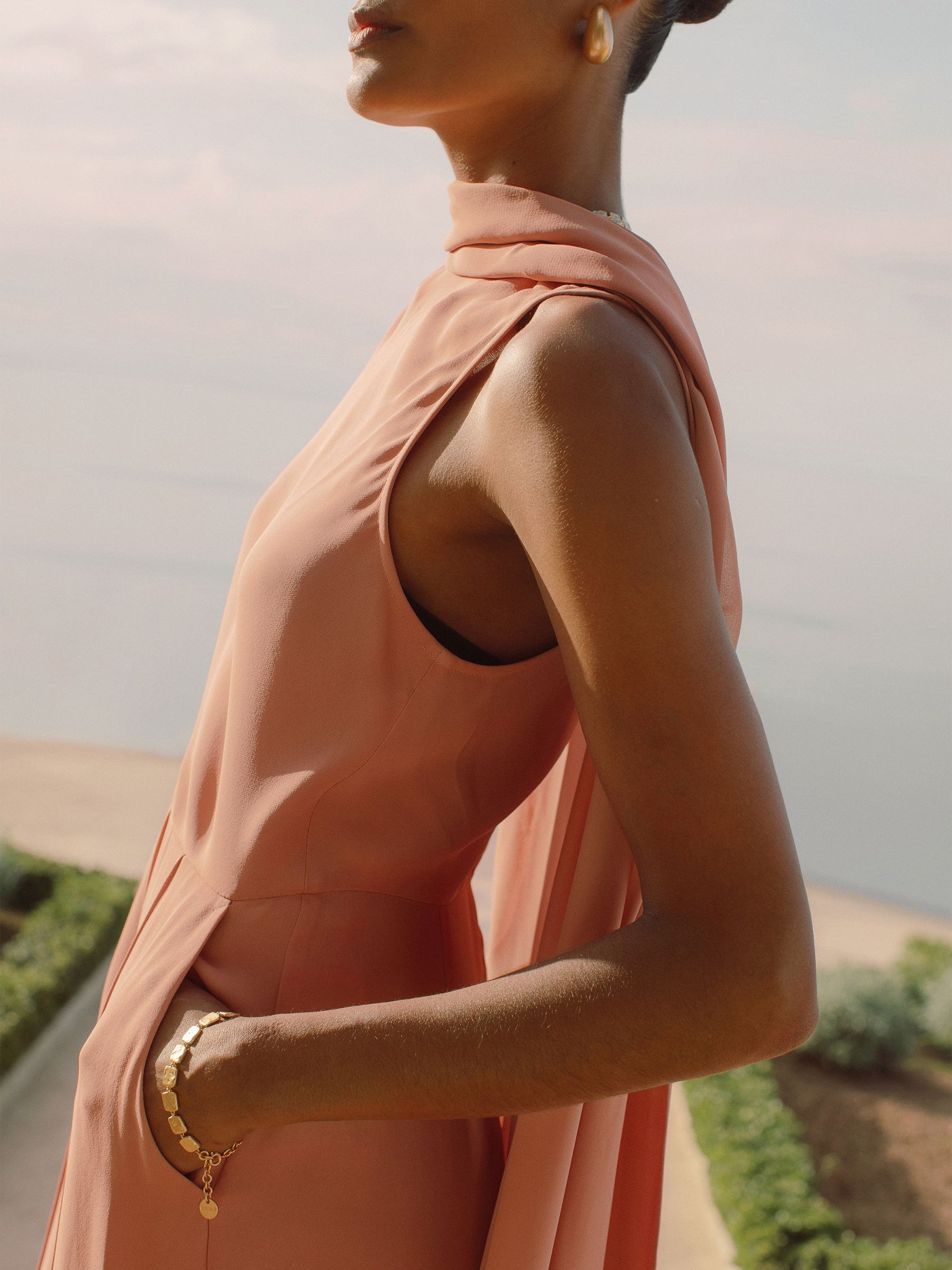 Wide-Leg Cape Jumpsuit in Pink