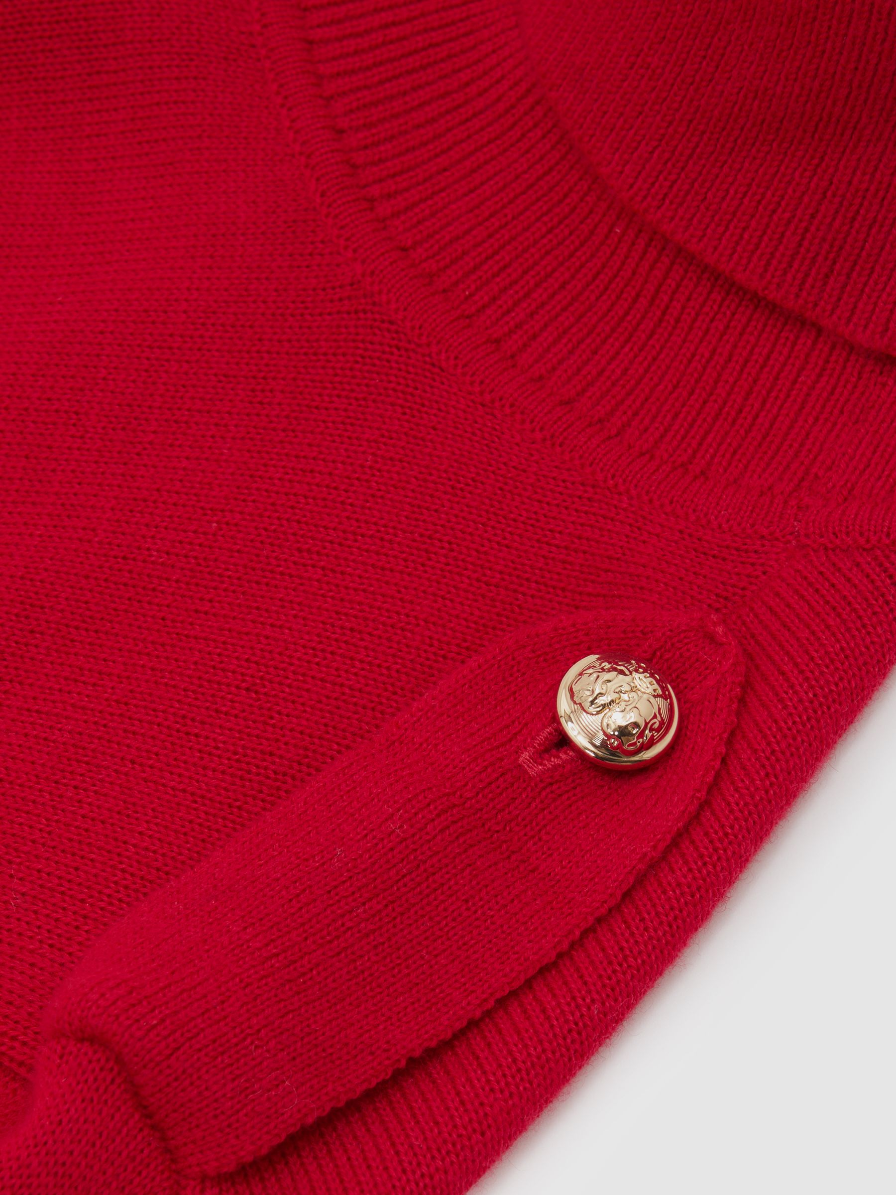 Wool Epaulette Roll-Neck Jumper in Red