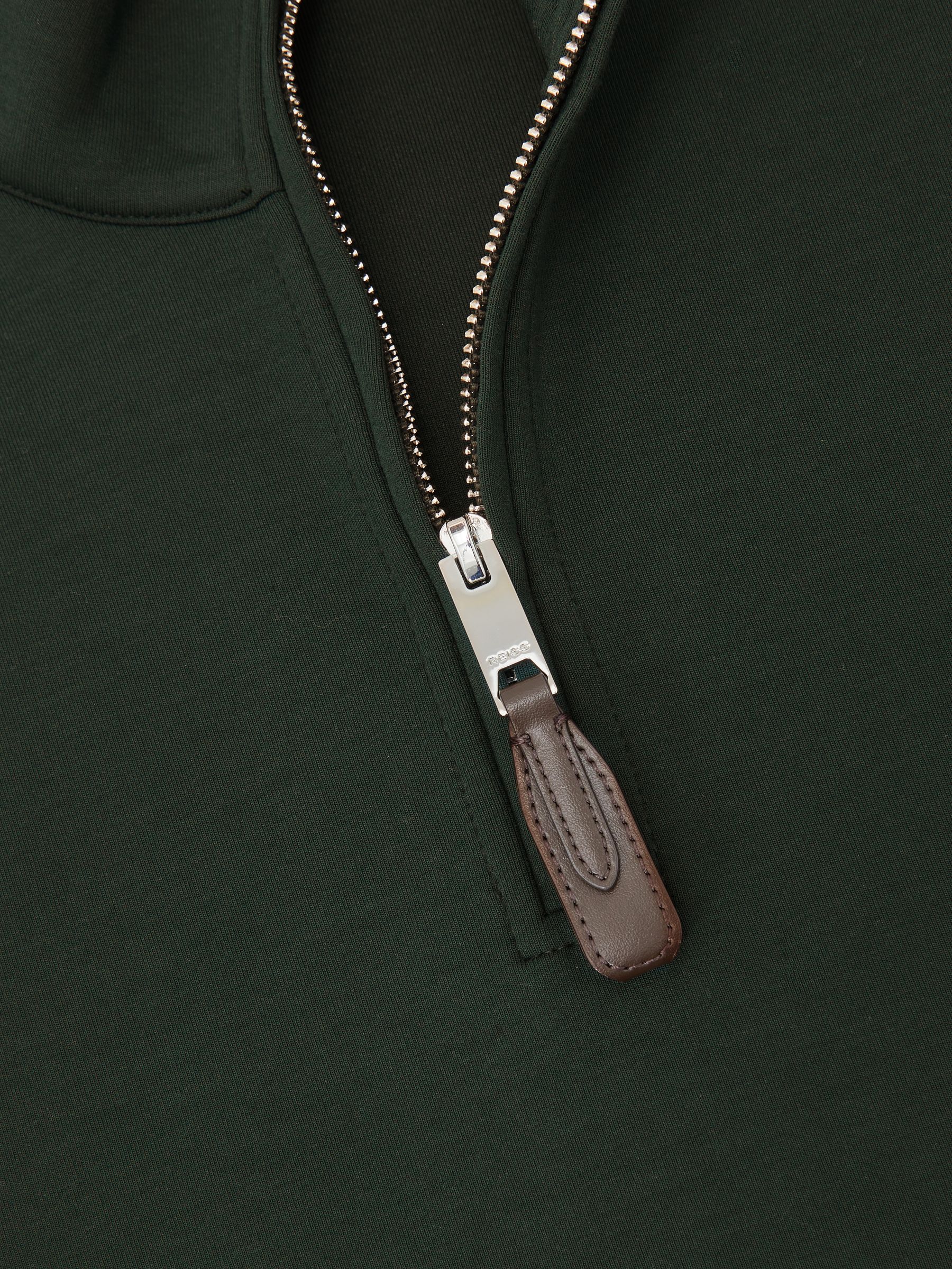 Interlock Half-Zip Sweatshirt with Trim in Dark Sage Green