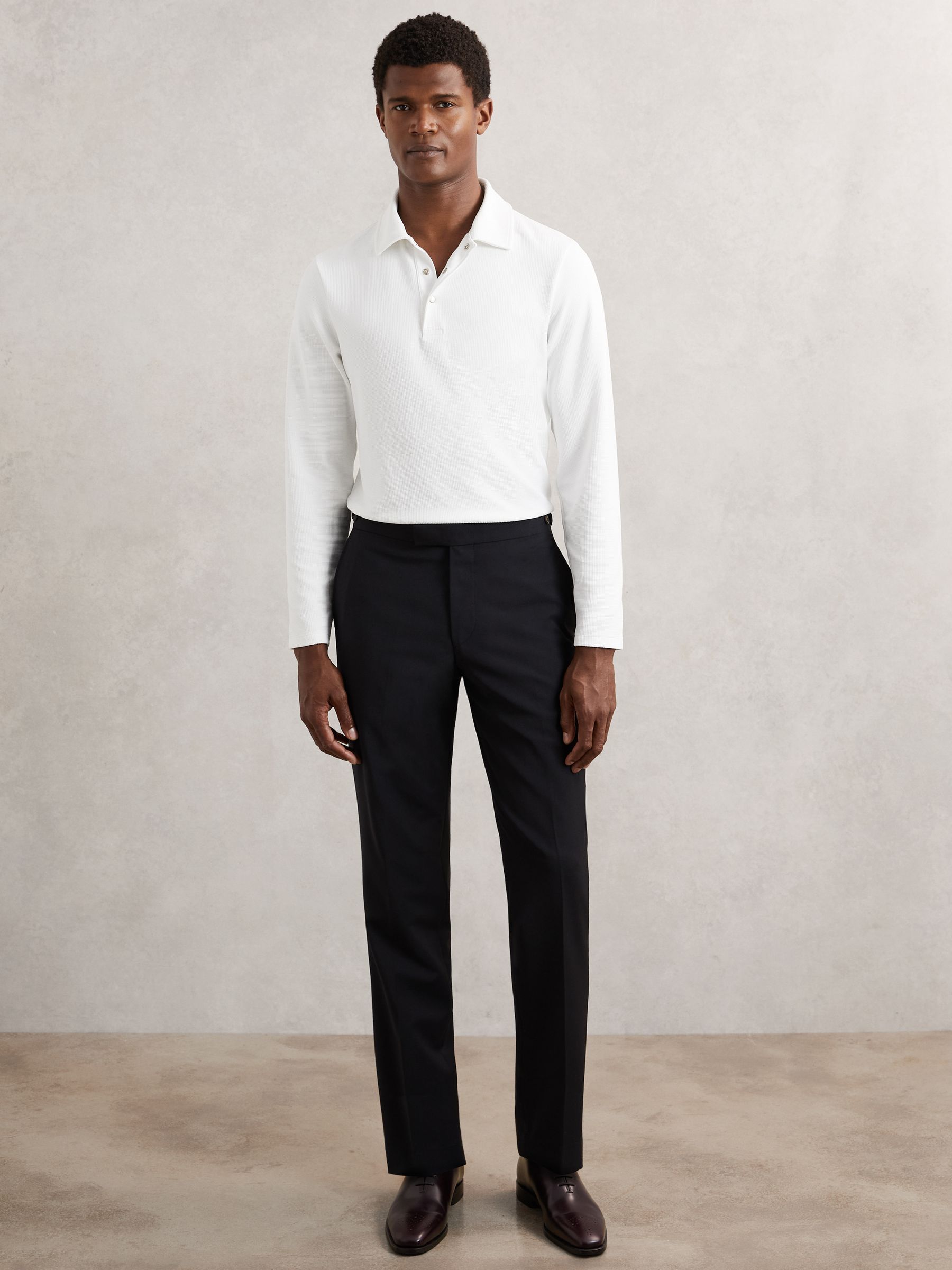 Textured Press-Stud Polo Shirt in White