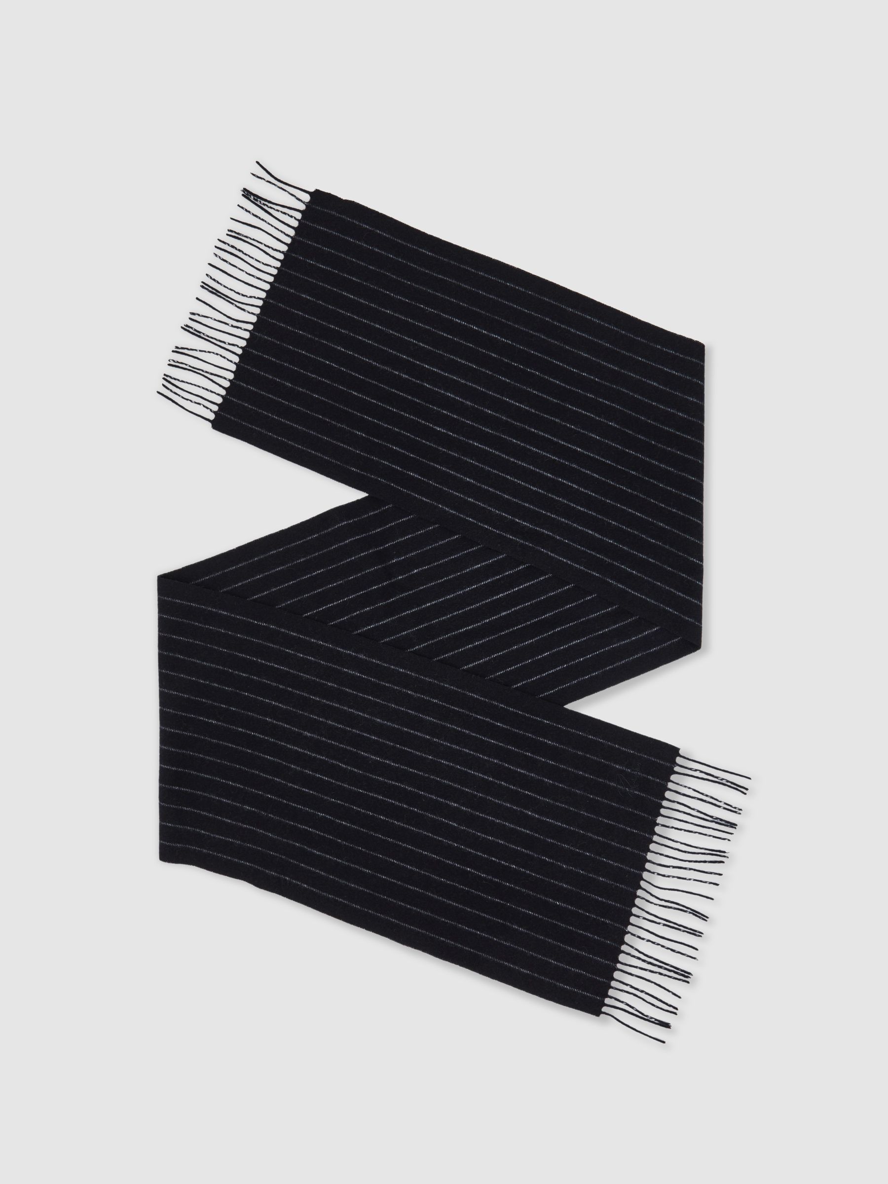 Wool-Cashmere Pinstripe Scarf in Navy