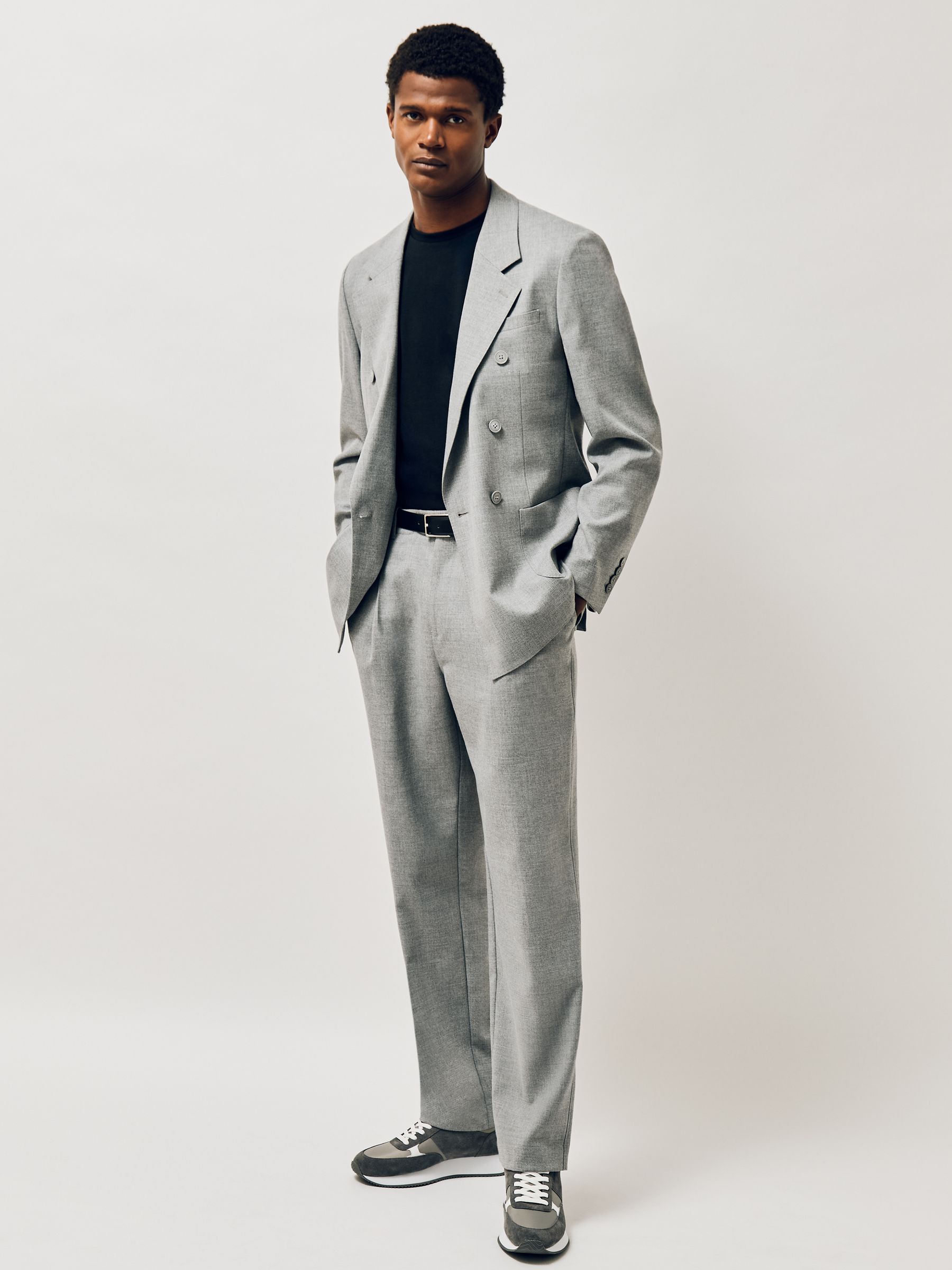 Suede Lace-Up Running Trainers in Graphite Grey