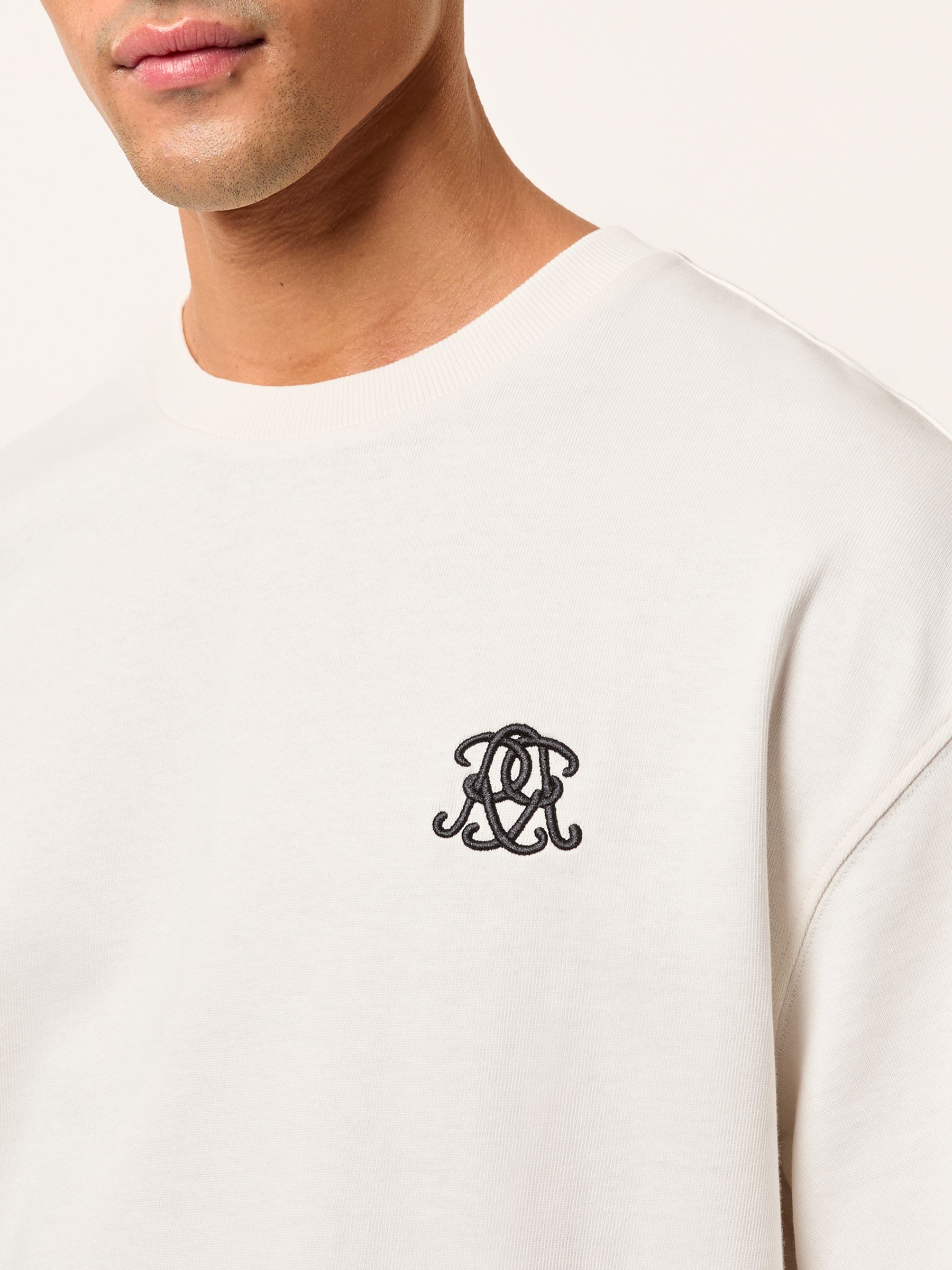 Monogram Cotton Oversized T-Shirt in Off White