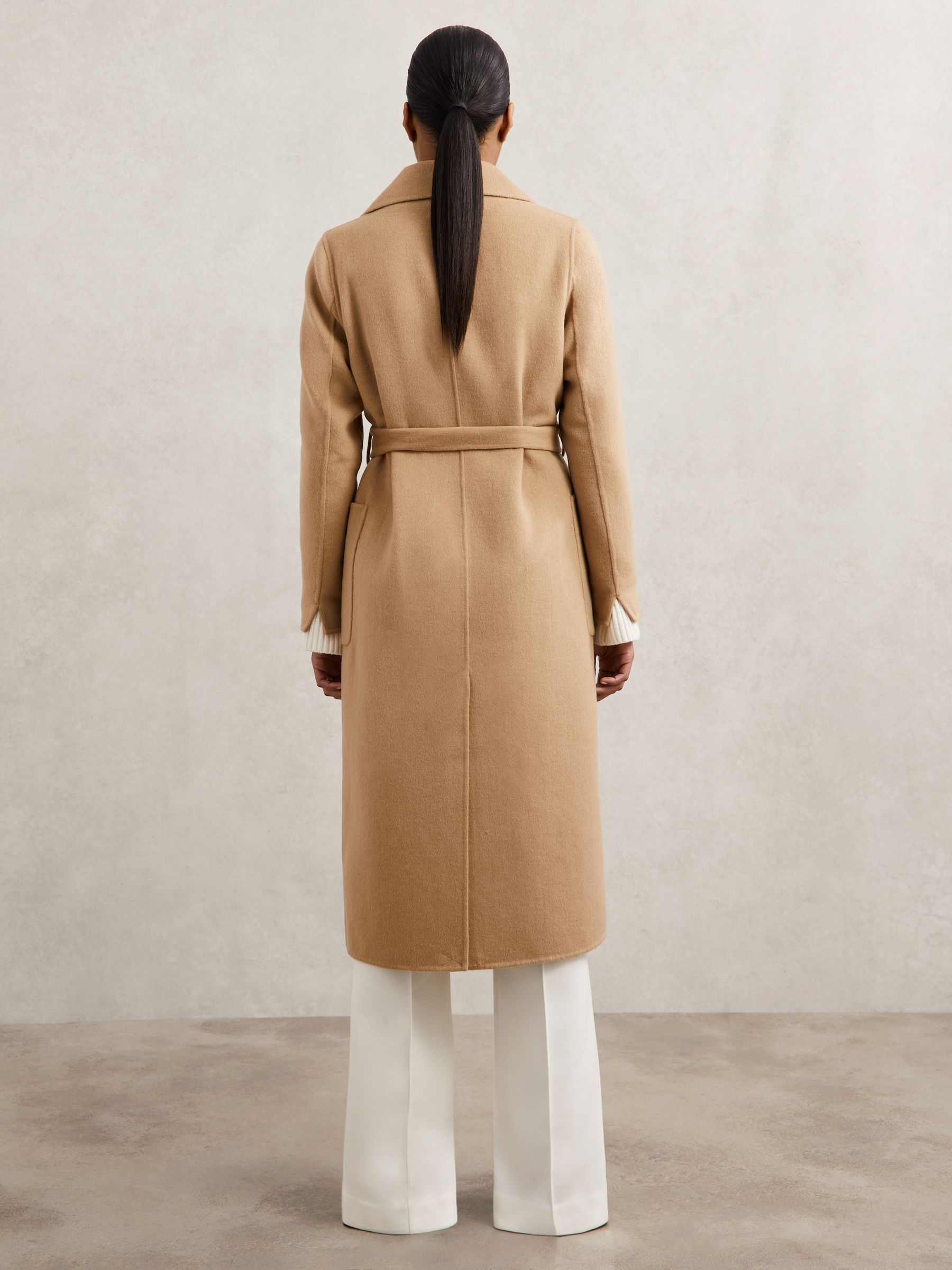 Double-Breasted Blindseam Coat Wool-Blend in Camel