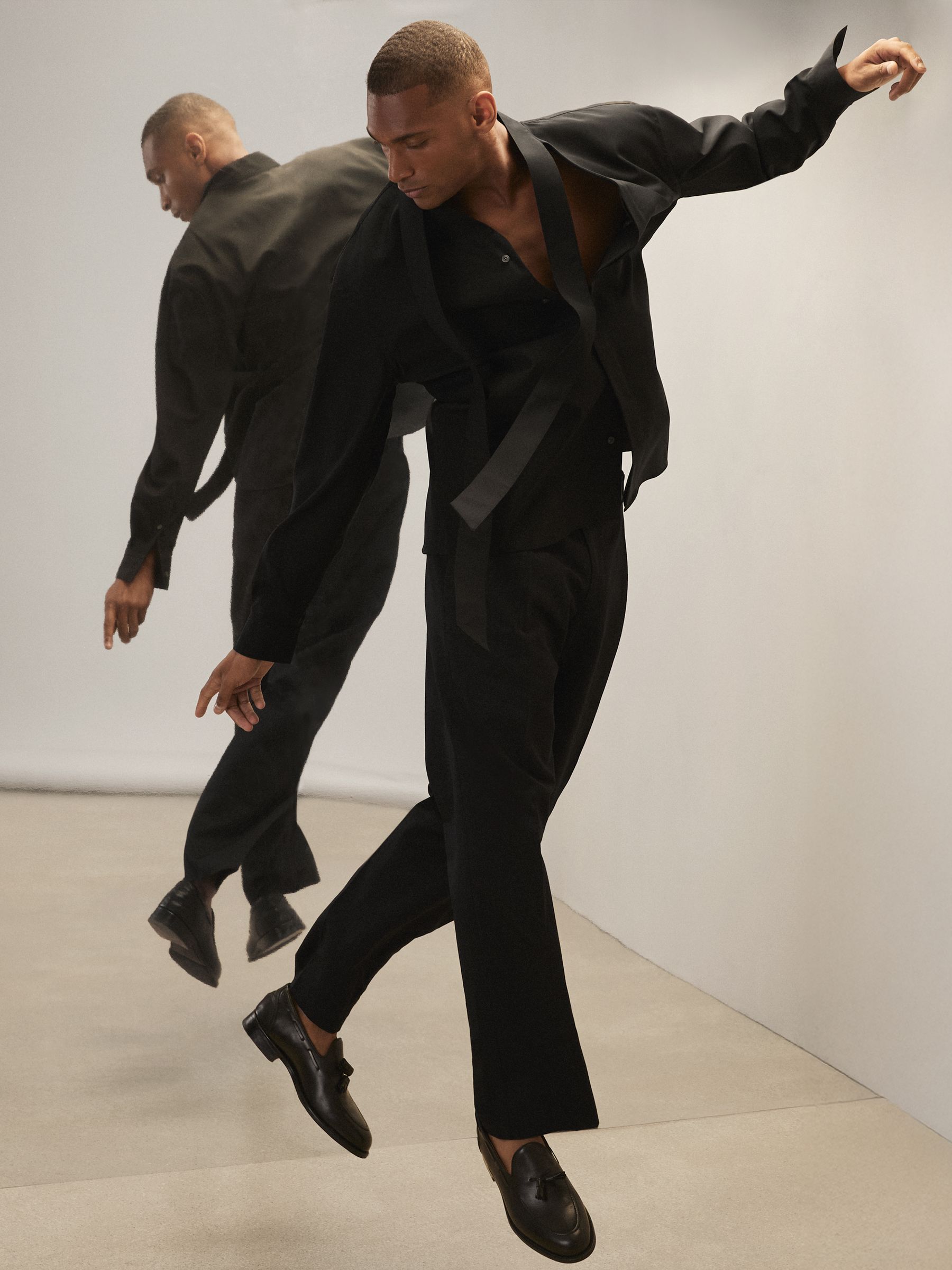 Reiss | Royal Ballet Tie-Neck Shirt in Black