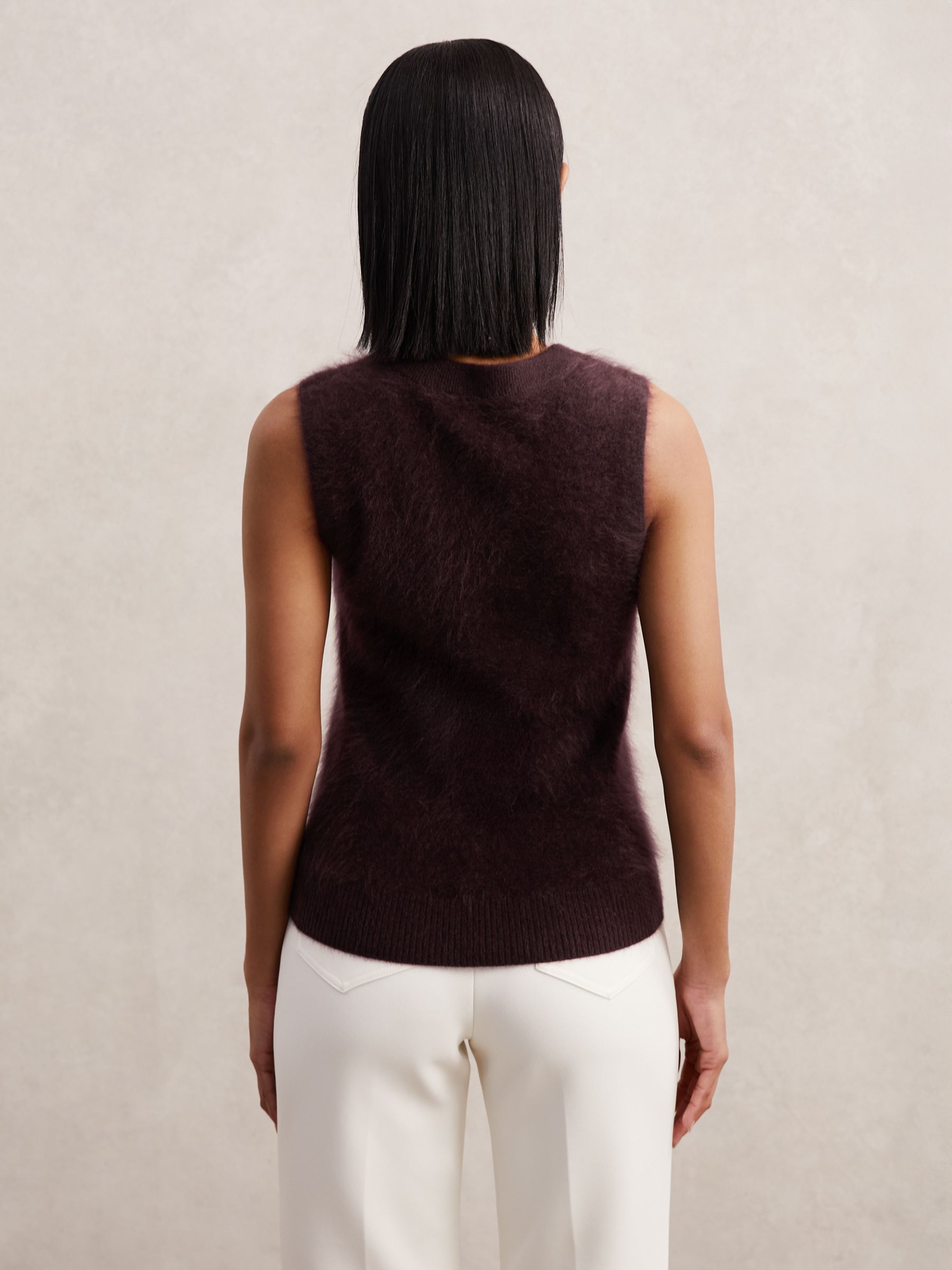100% Brushed Cashmere Vest in Burgundy
