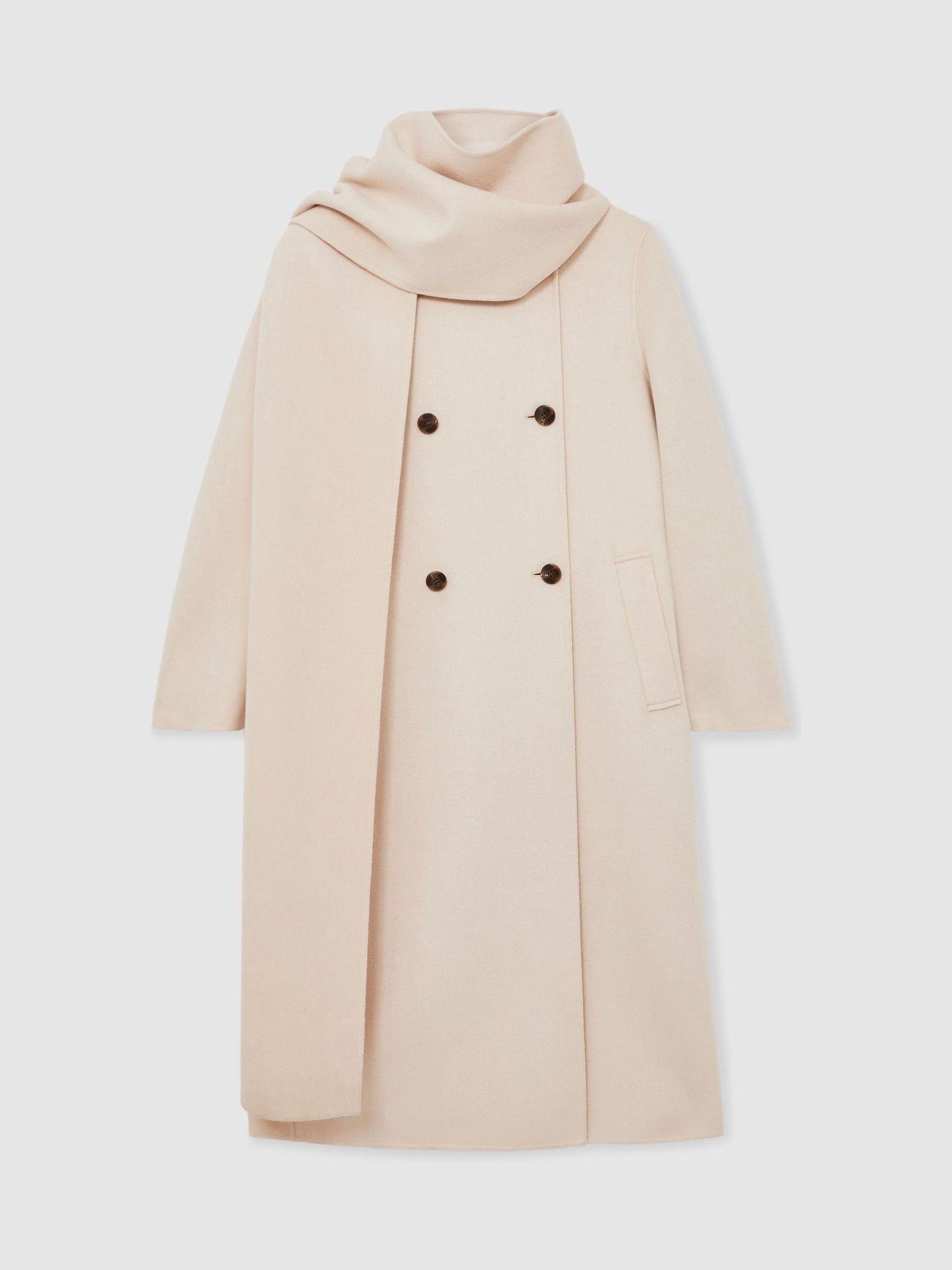 Petite Wool-Blend Scarf Blindseam Coat in Cream