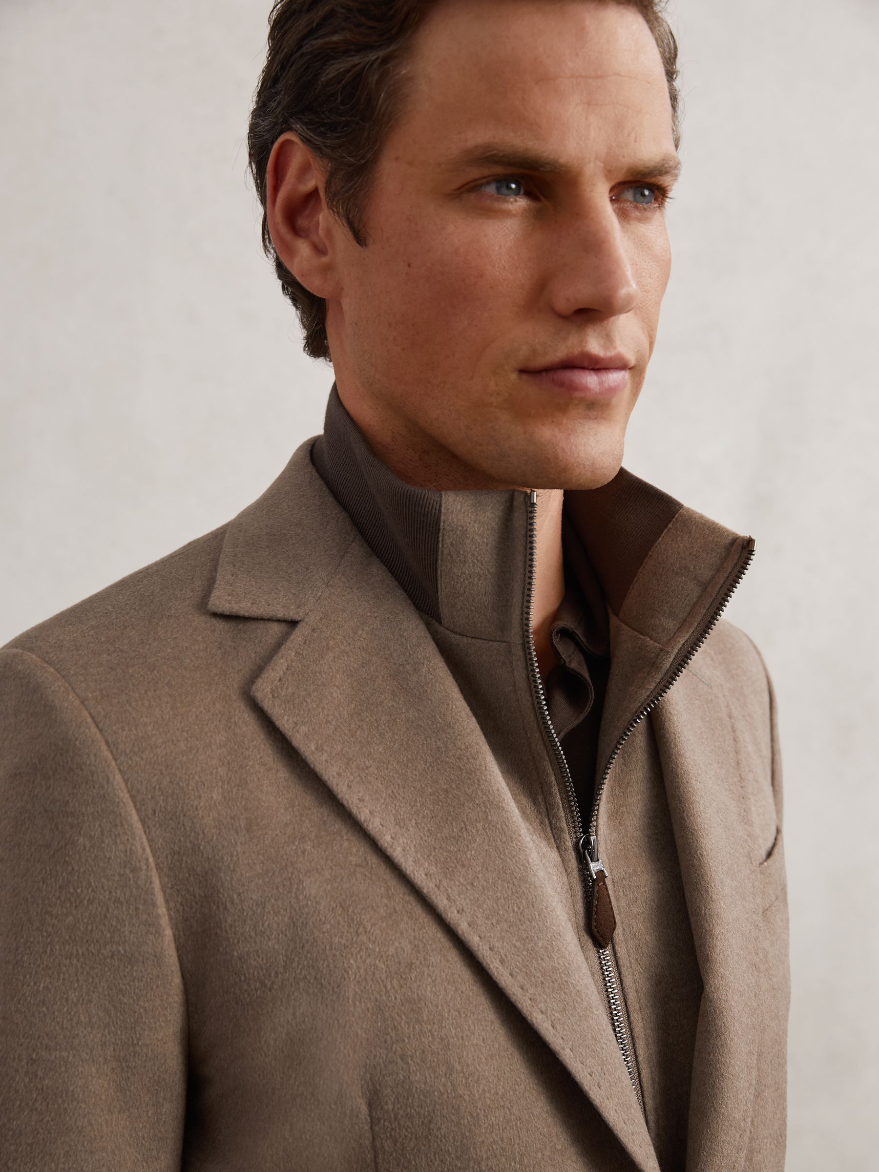 Single-Breasted Blazer With Gilet Insert Tailored-Fit in Mocha Brown