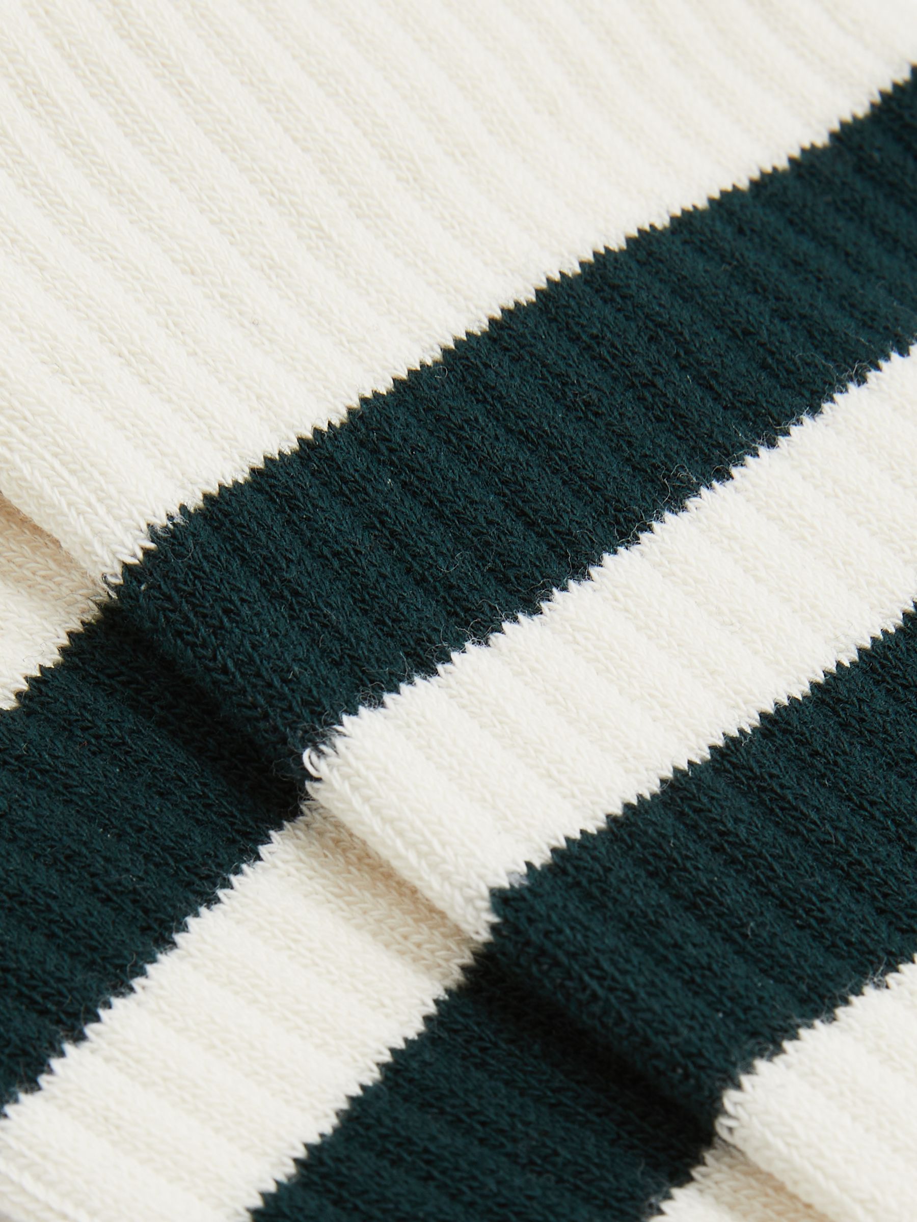 Cotton-Blend Double-Stripe Socks in Forest Green/Ecru