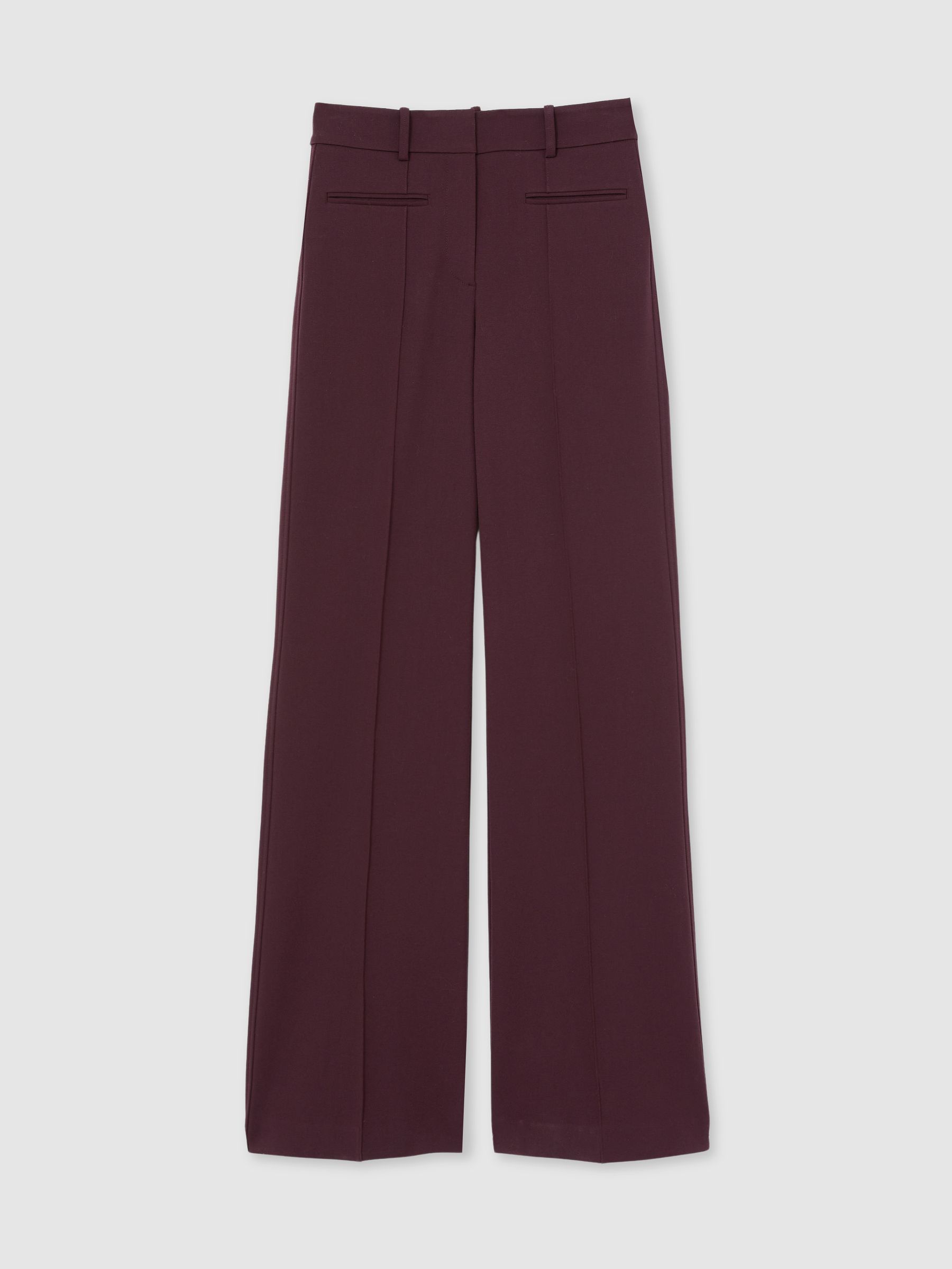 High Rise Flared Trousers in Burgundy