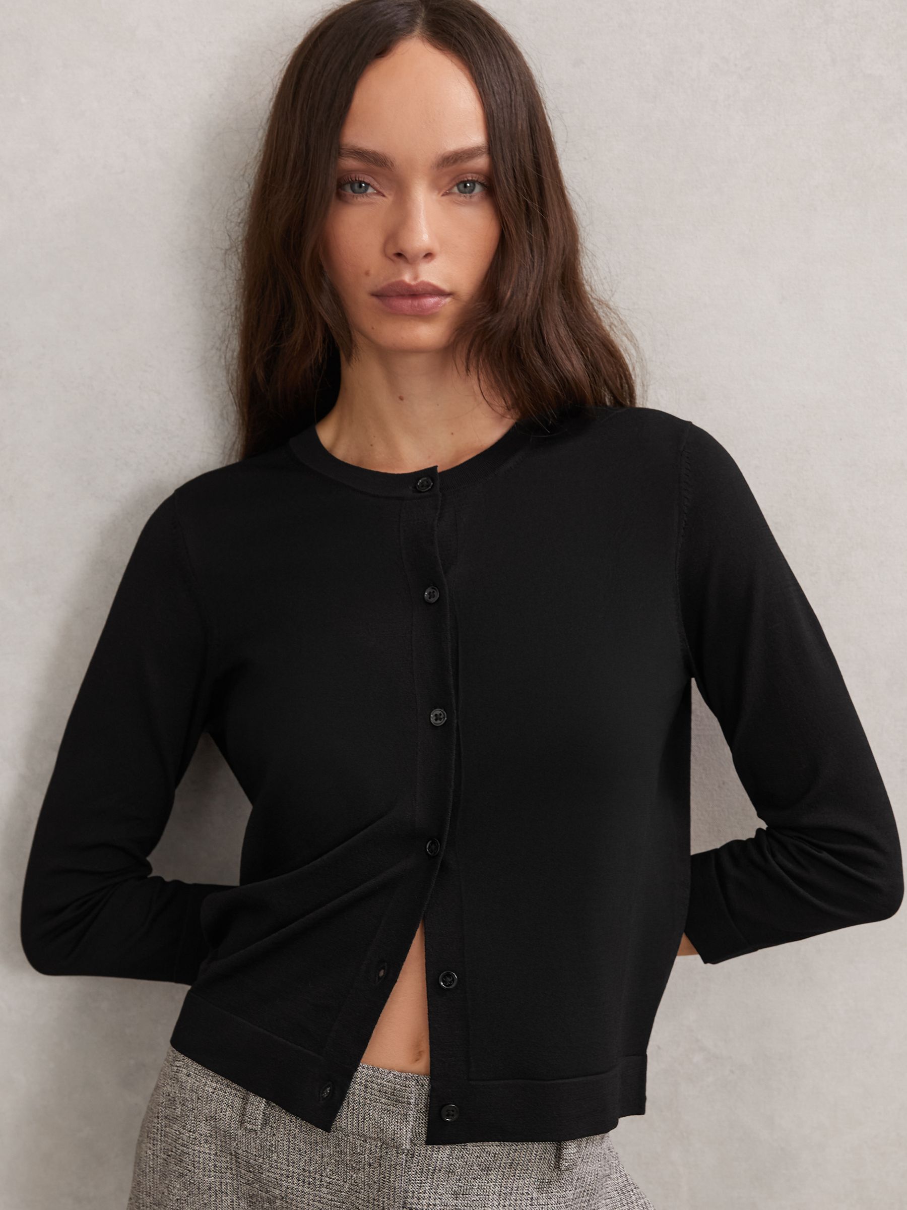 Lightweight Cropped Cardigan in Black