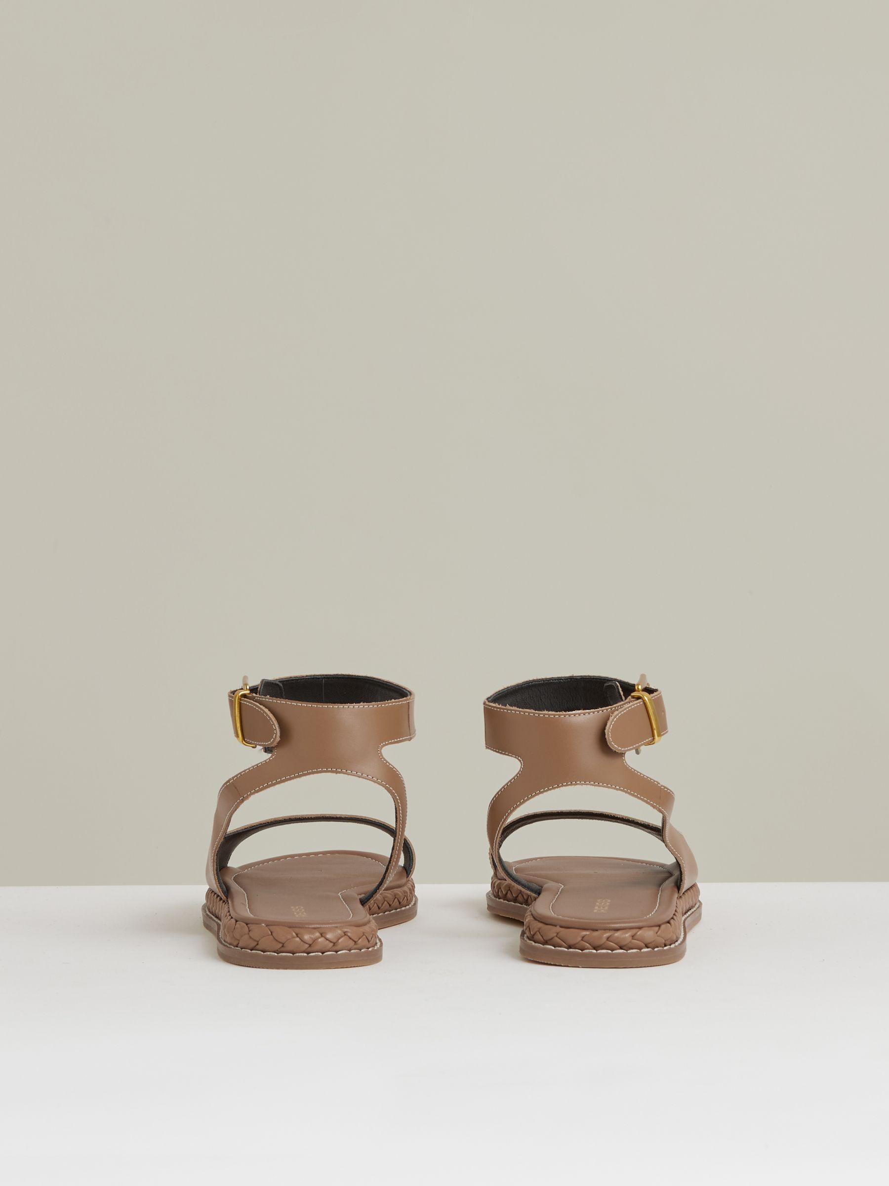 Leather Plait Detail Sandals in Tan