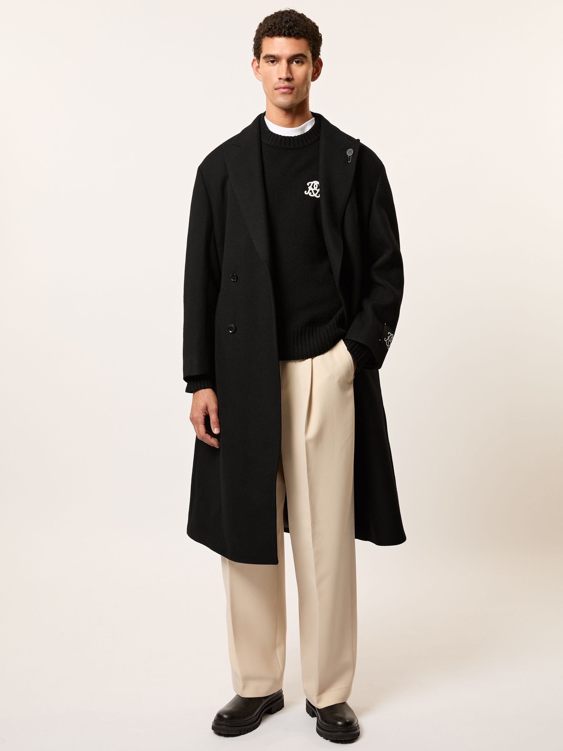 Monogram Embroidered Relaxed Jumper Wool in Black