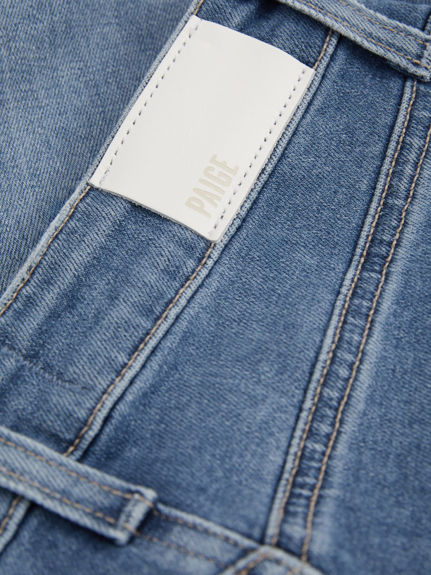 Paige Wide Leg Raw Hem Cropped Jeans in Rock Show Blue