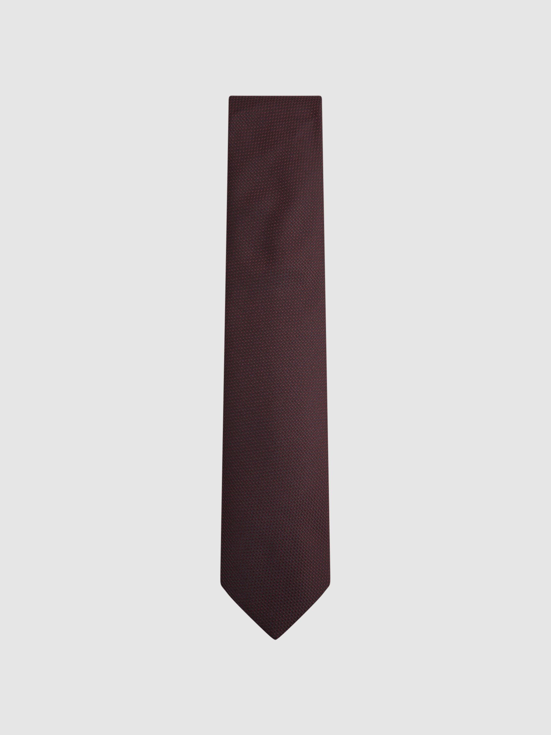 Textured Silk Blend Tie in Burgundy