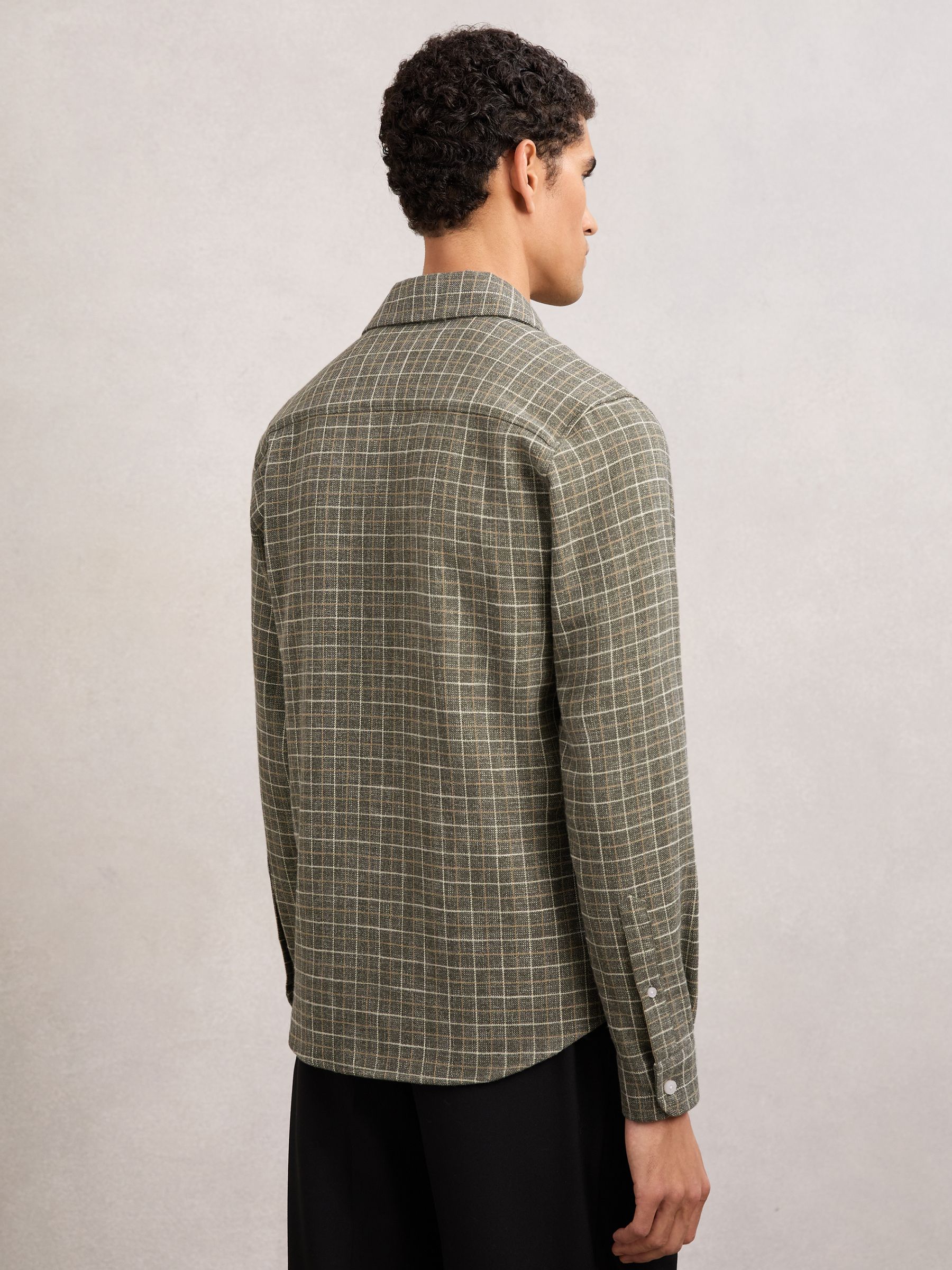 Check Twin-Pocket Jersey Overshirt in Grey