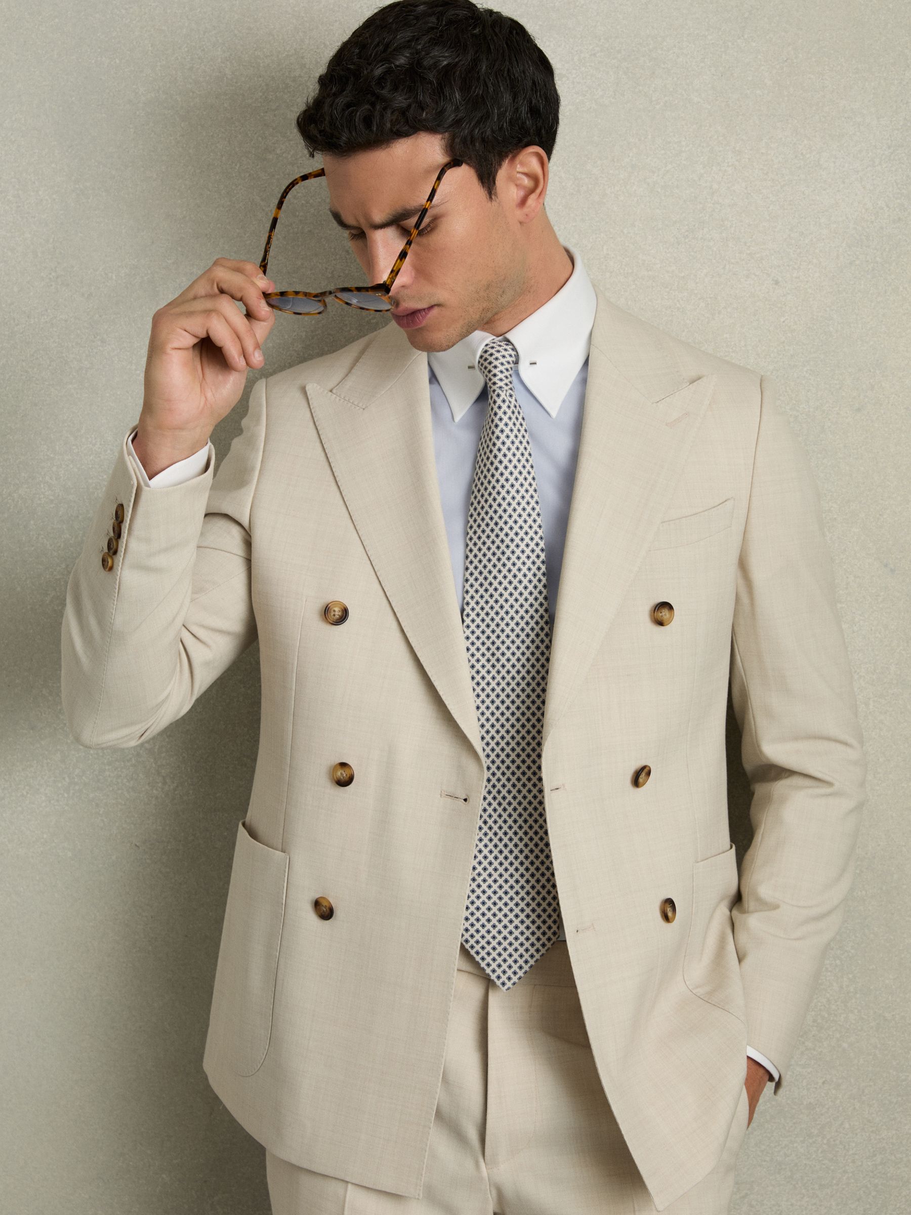 Regular-Fit Cotton Pin-Collar Shirt in Contrast S Blue