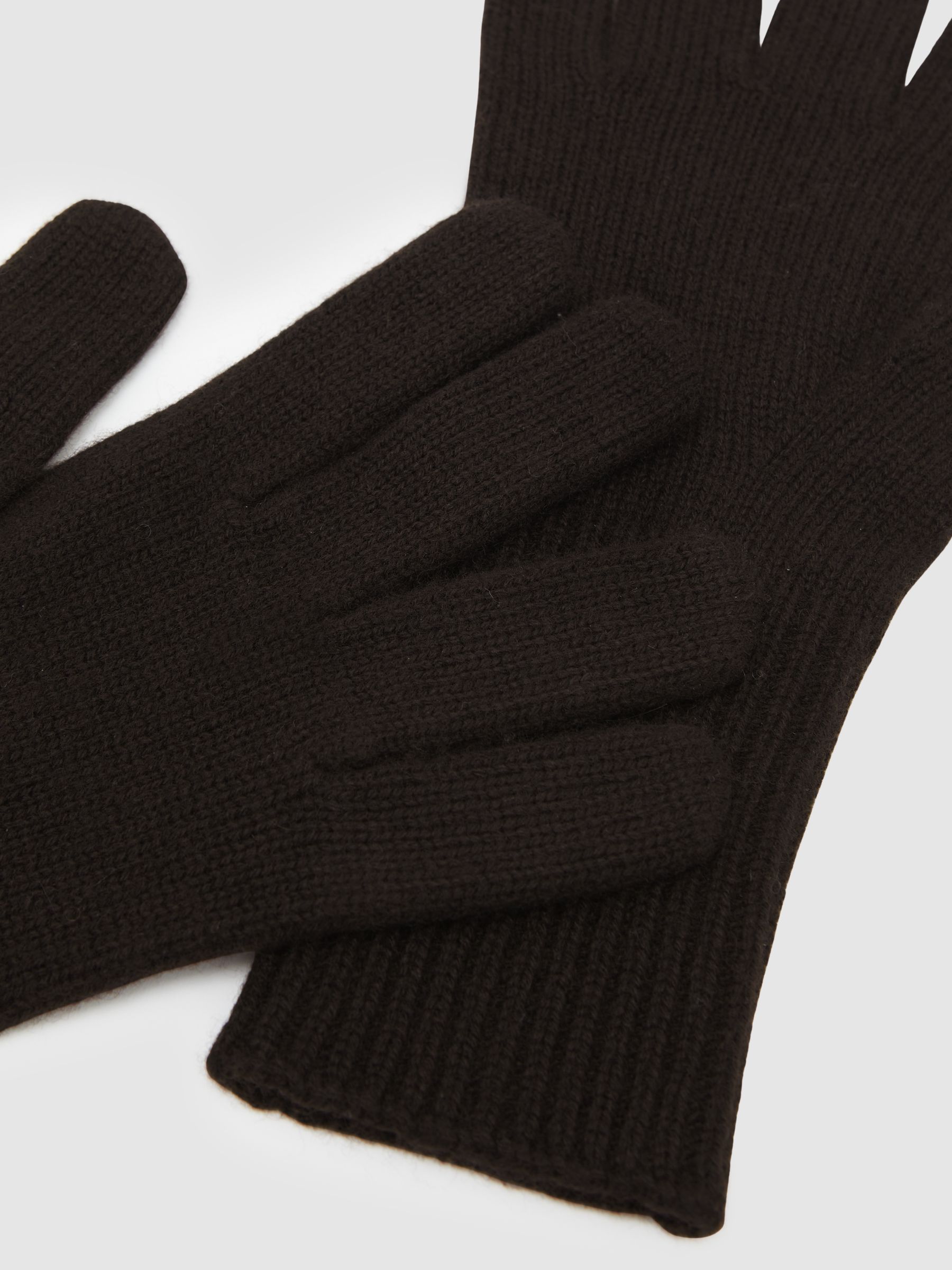 Wool-Blend Tipped Gloves With Cashmere in Chocolate