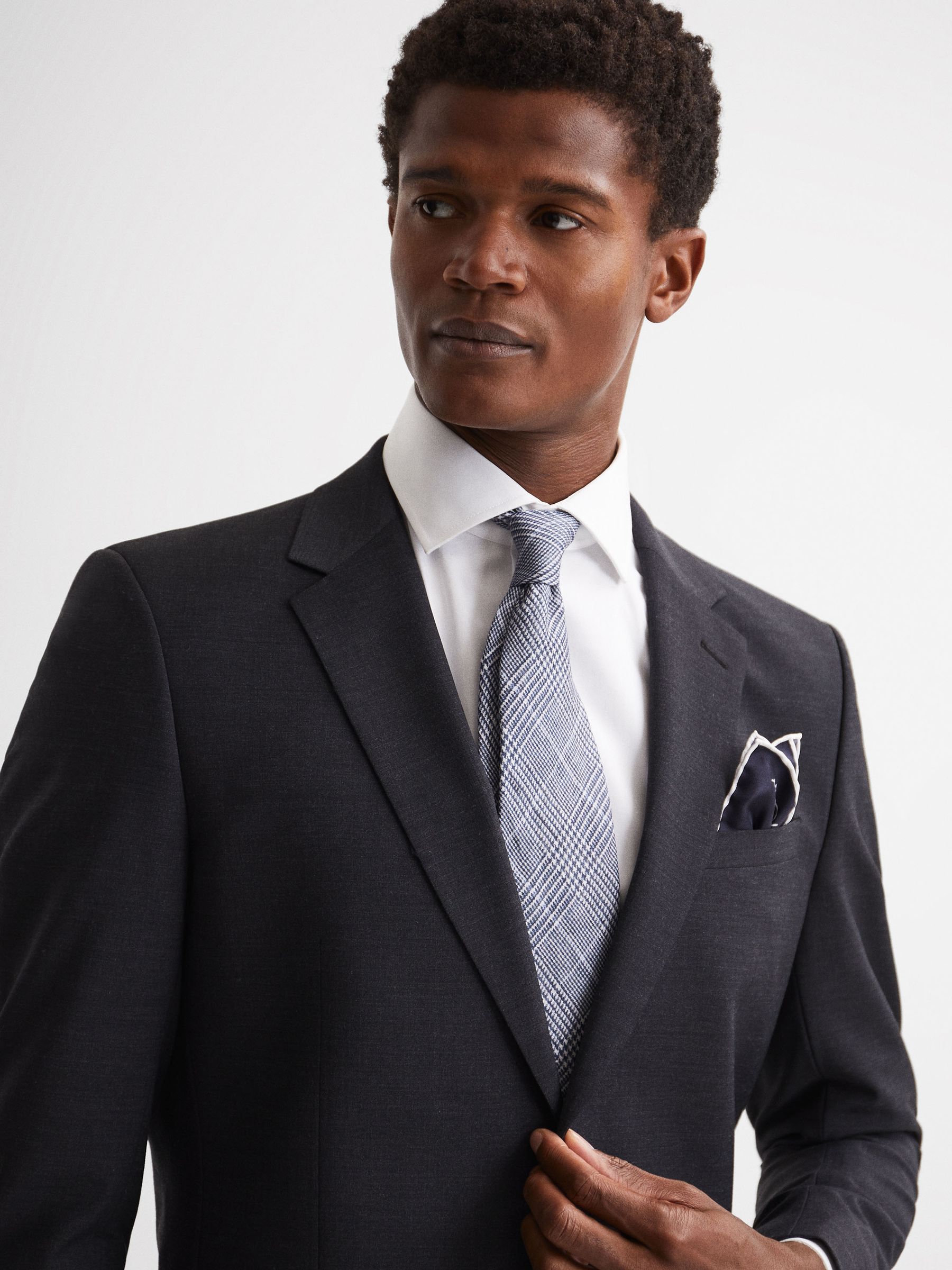 Plain Silk Pocket Square in Navy