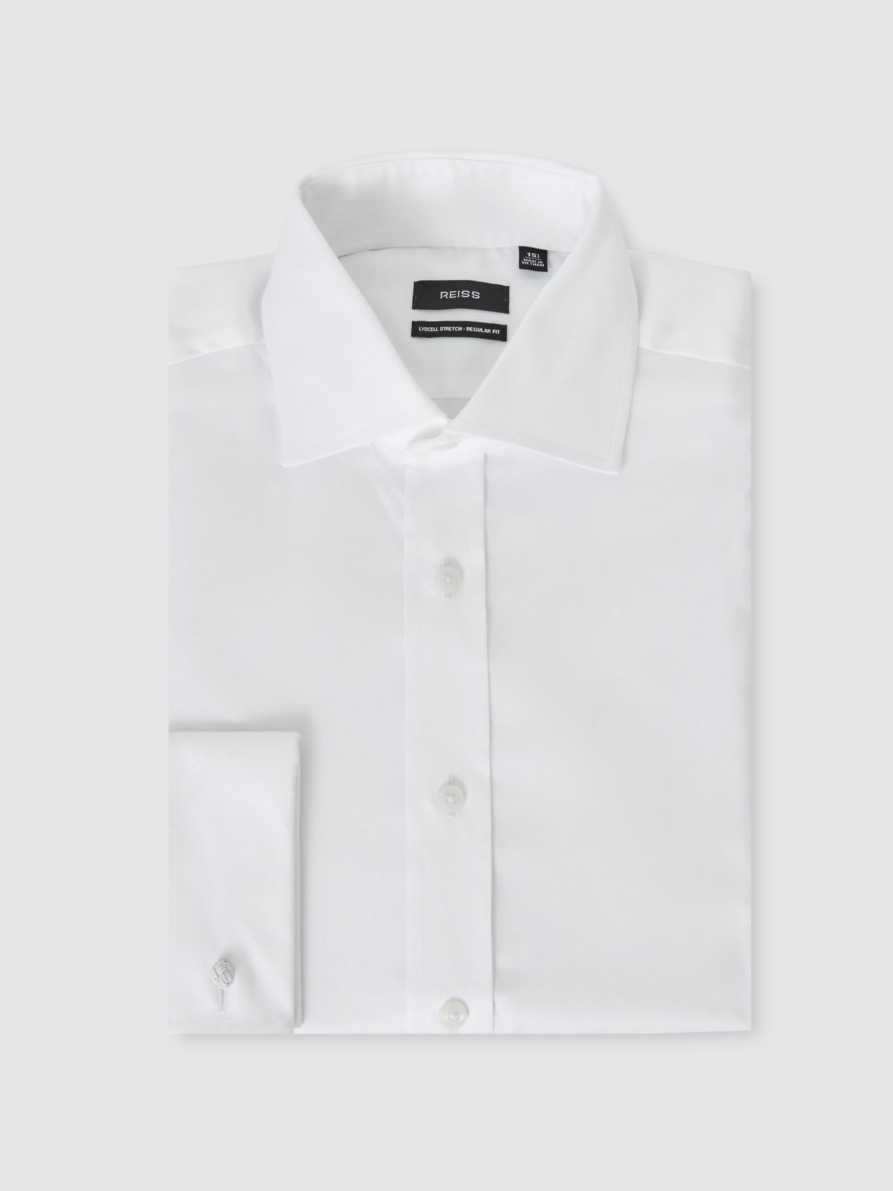Regular Fit Stretch Double-Cuff Shirt Cotton-Blend in White