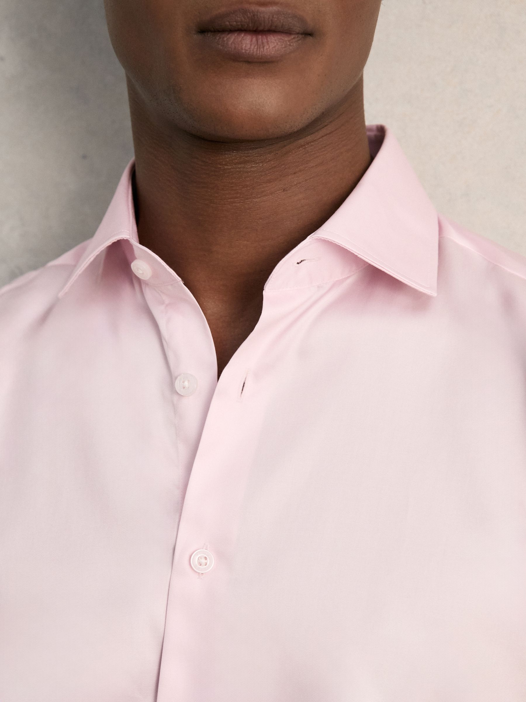 Regular Fit Cotton-Satin Regular-Fit Stripe Shirt in Pink