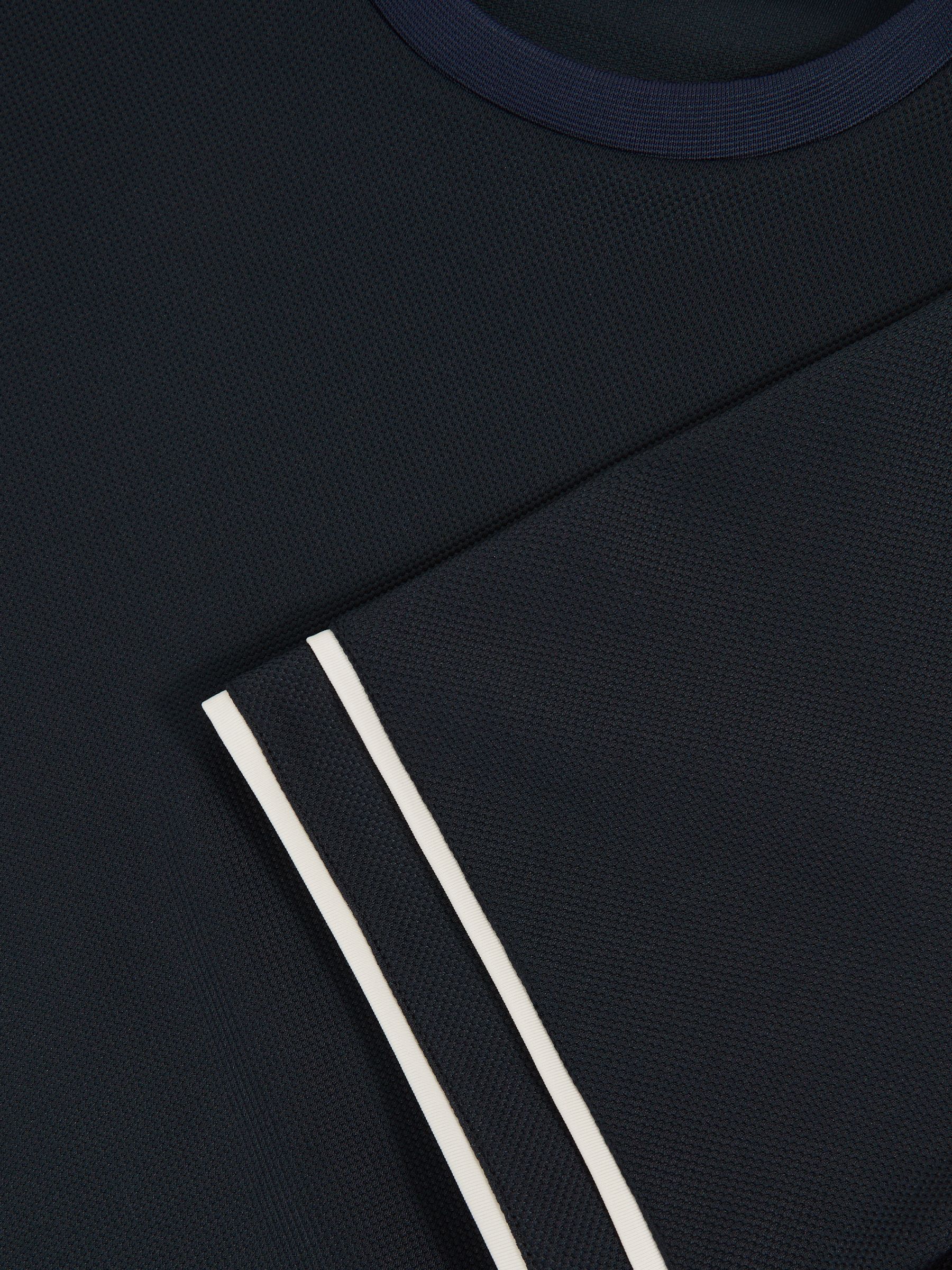 Textured Crew-Neck Tipped T-Shirt in Navy Blue
