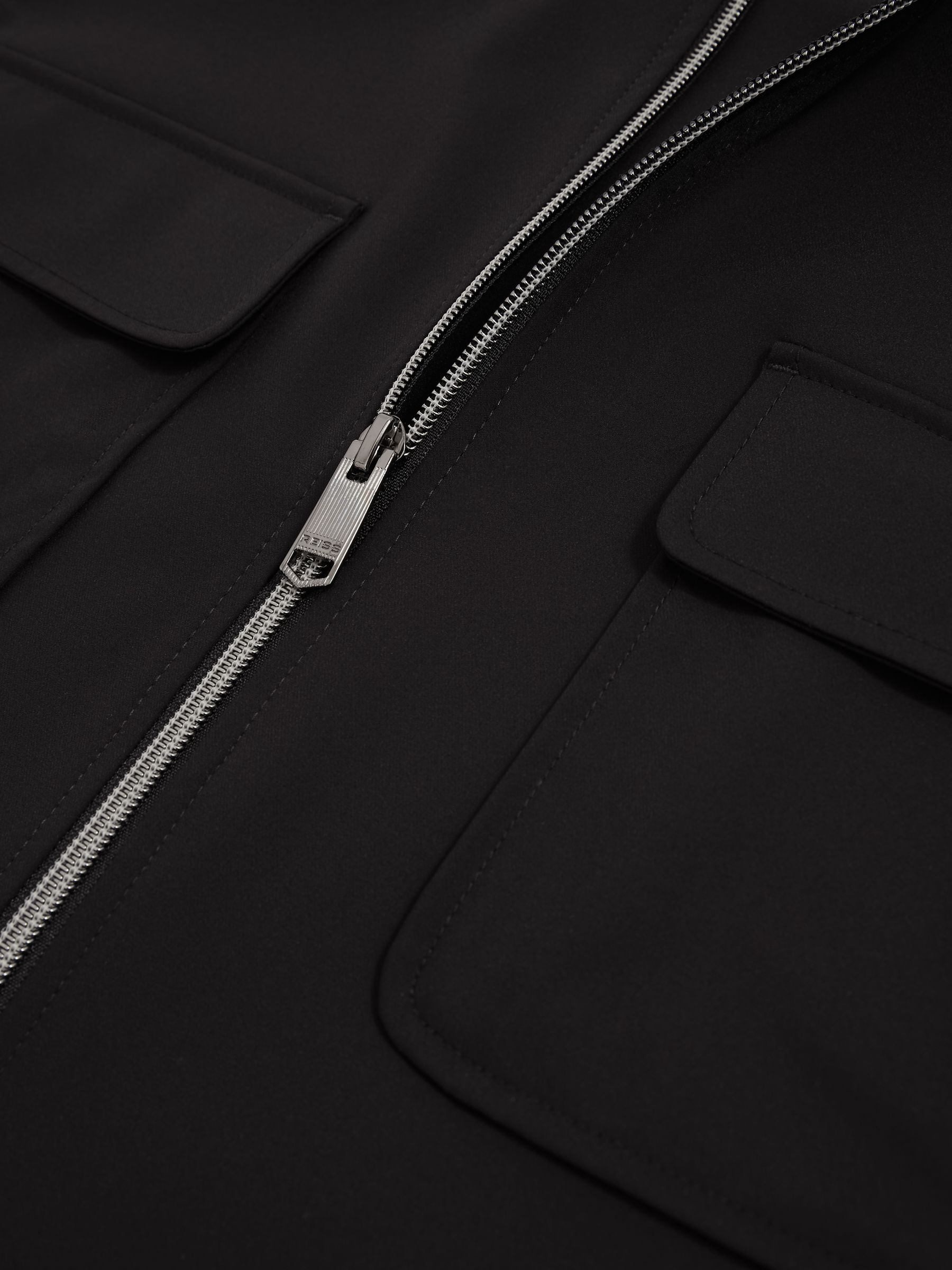 Technical Zip-Through Overshirt in Black