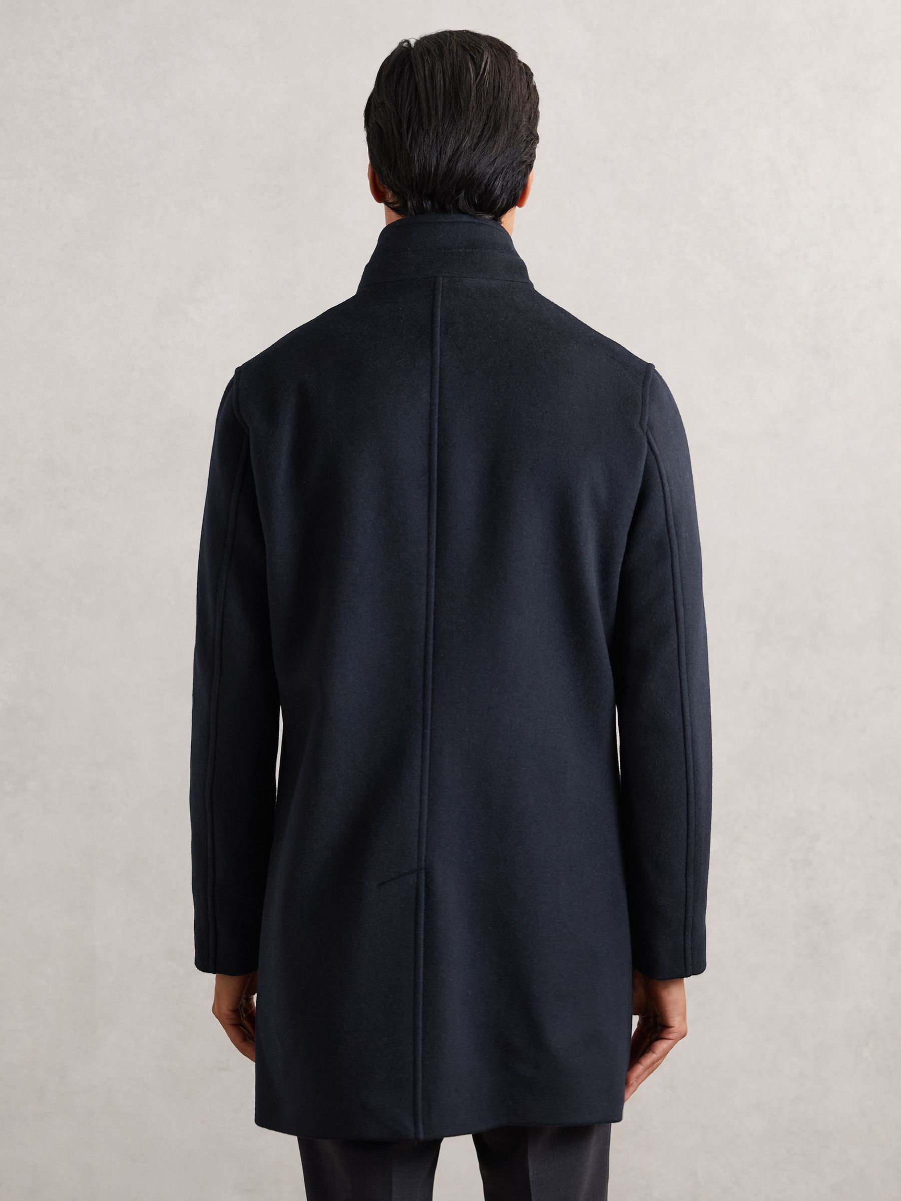 Wool-Blend Gilet-Insert Coat in Navy