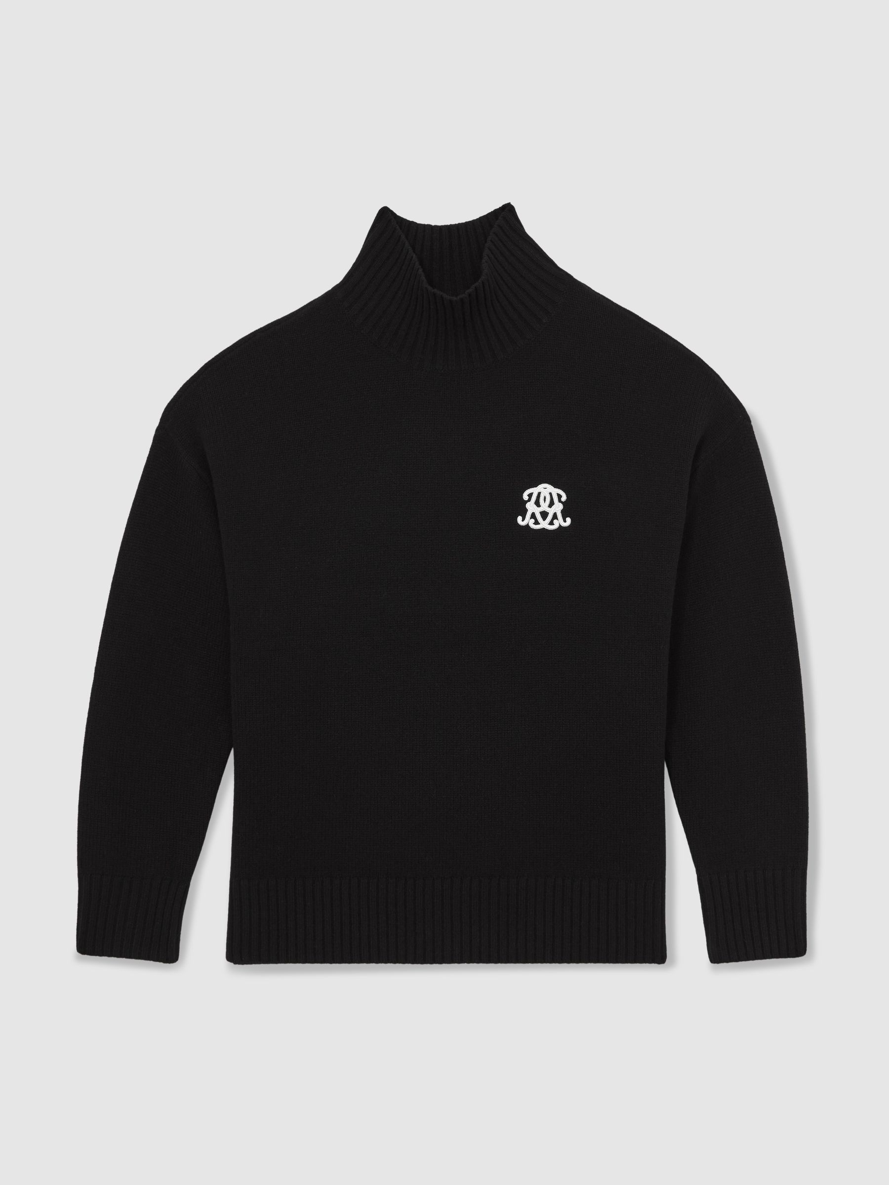 Monogram Wool Relaxed Jumper in Black