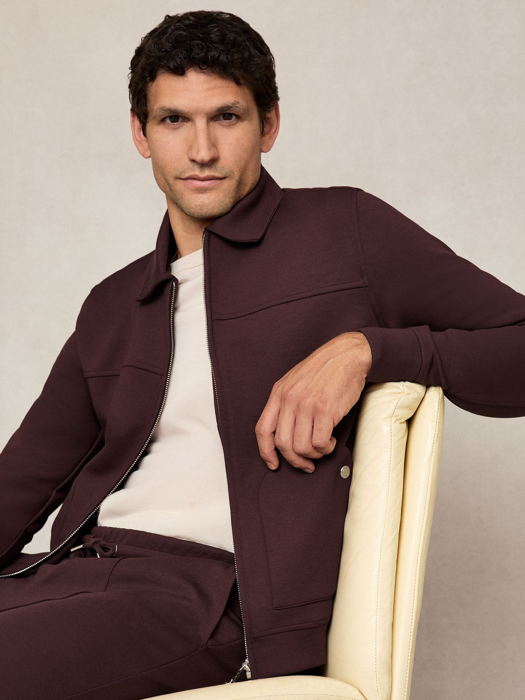 Interlock Zip Through Overshirt in Dark Sage Green