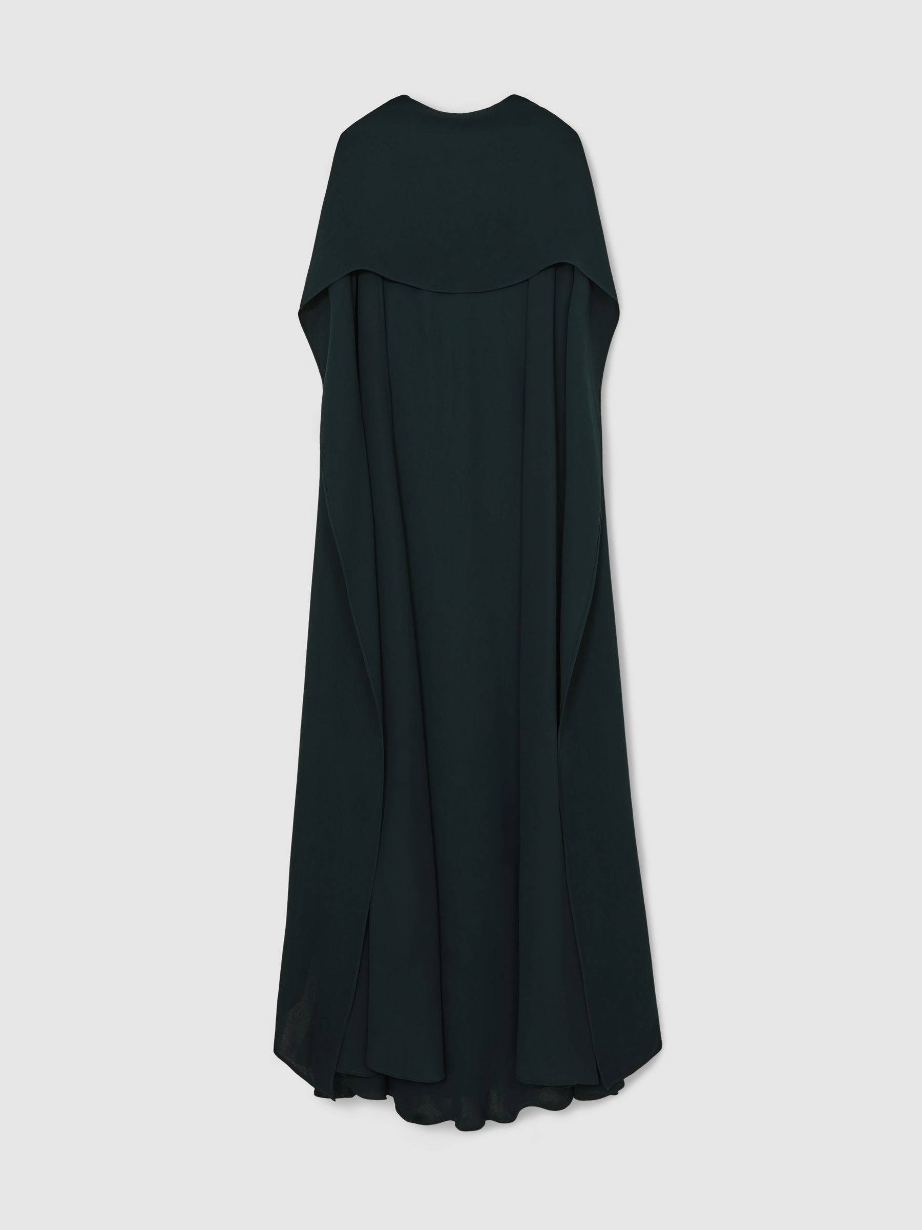 Petite Crepe Cape Maxi Dress in Teal Green