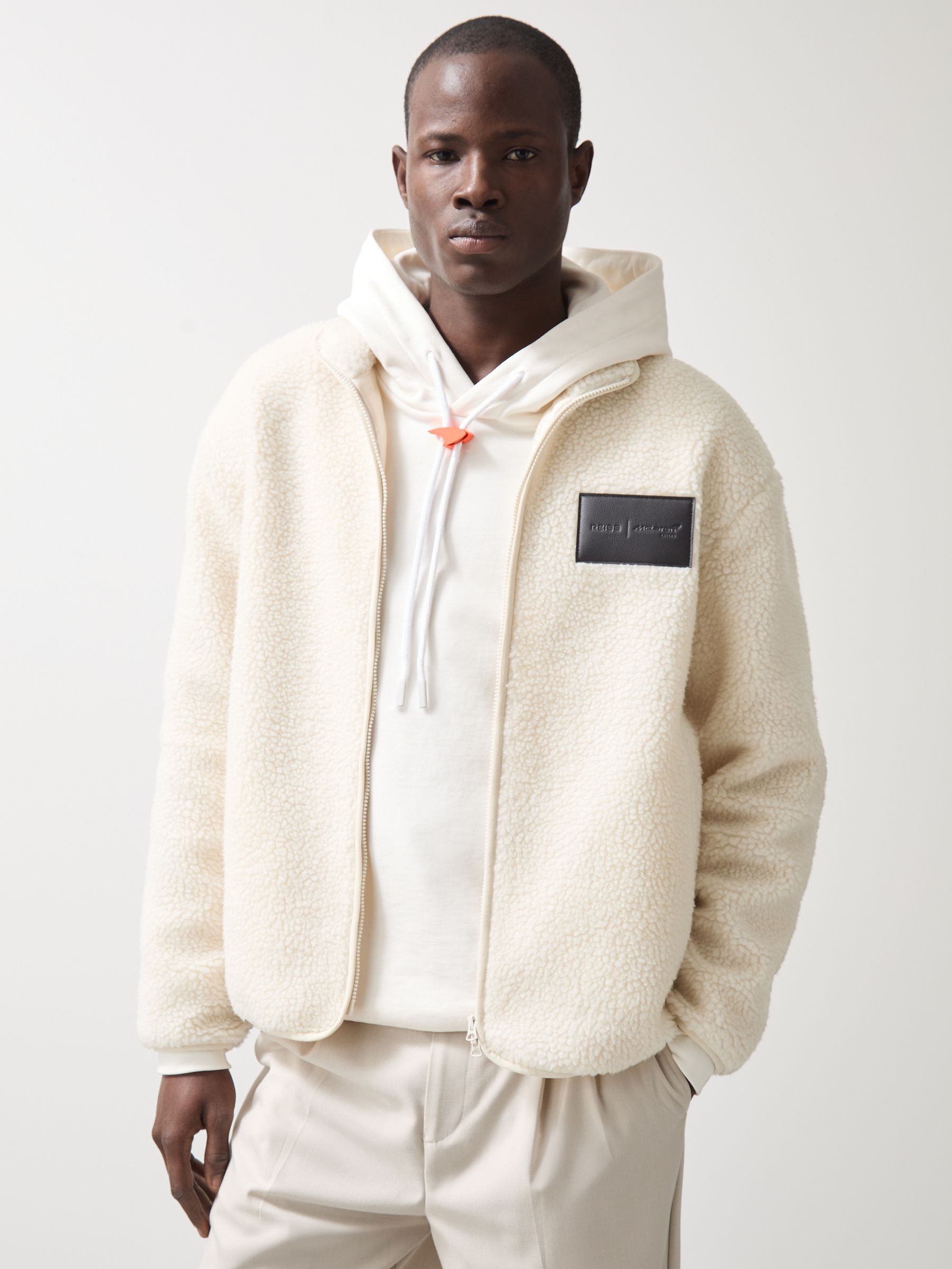 McLaren F1 Team Embroidered Fleece Jacket Unisex Fit in Off White