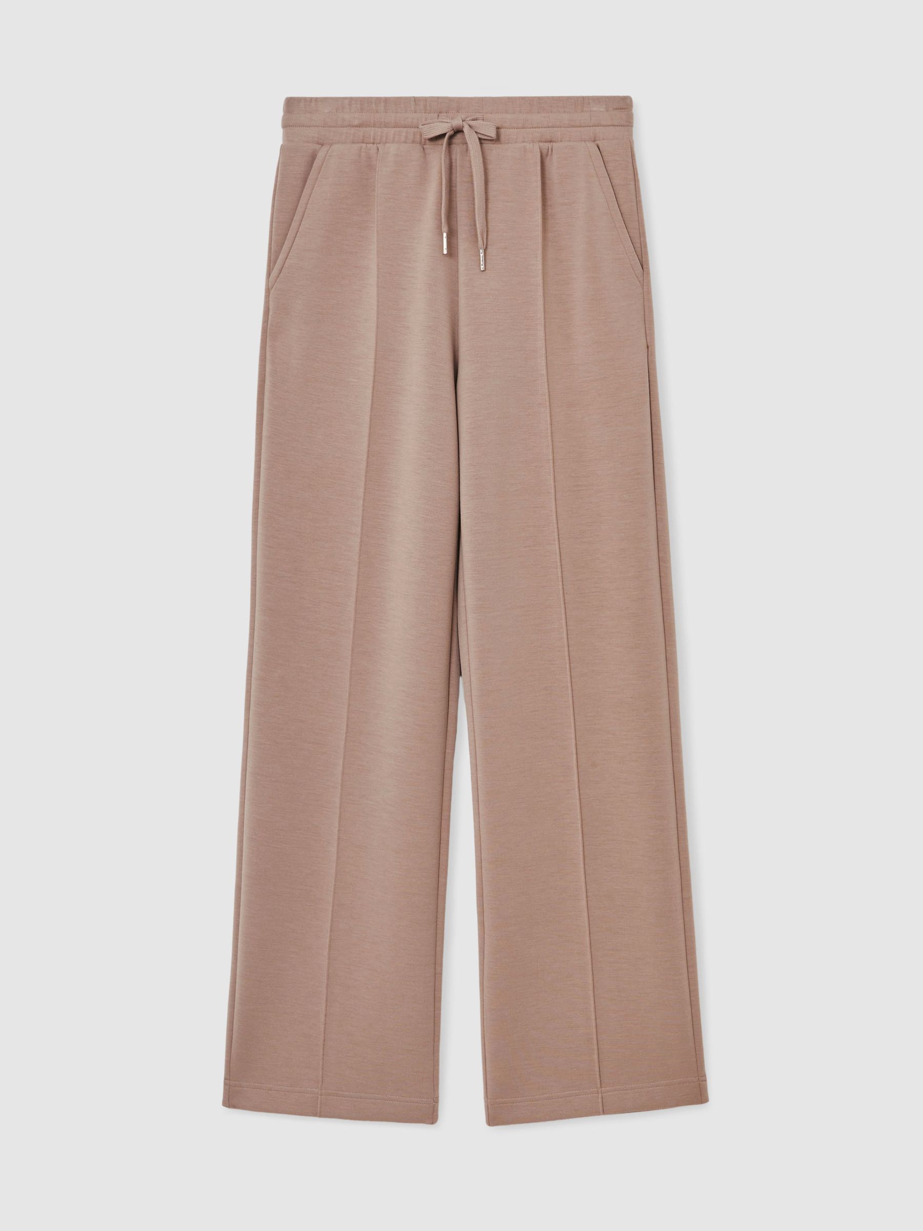 Modal-Blend Interlock Wide-Leg Joggers in Taupe Neutral