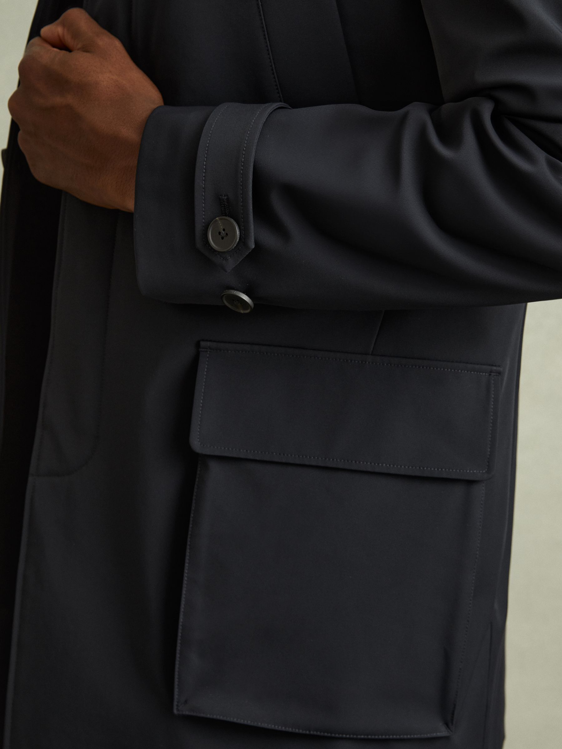 Hybrid Removable-Gilet Overcoat in Navy