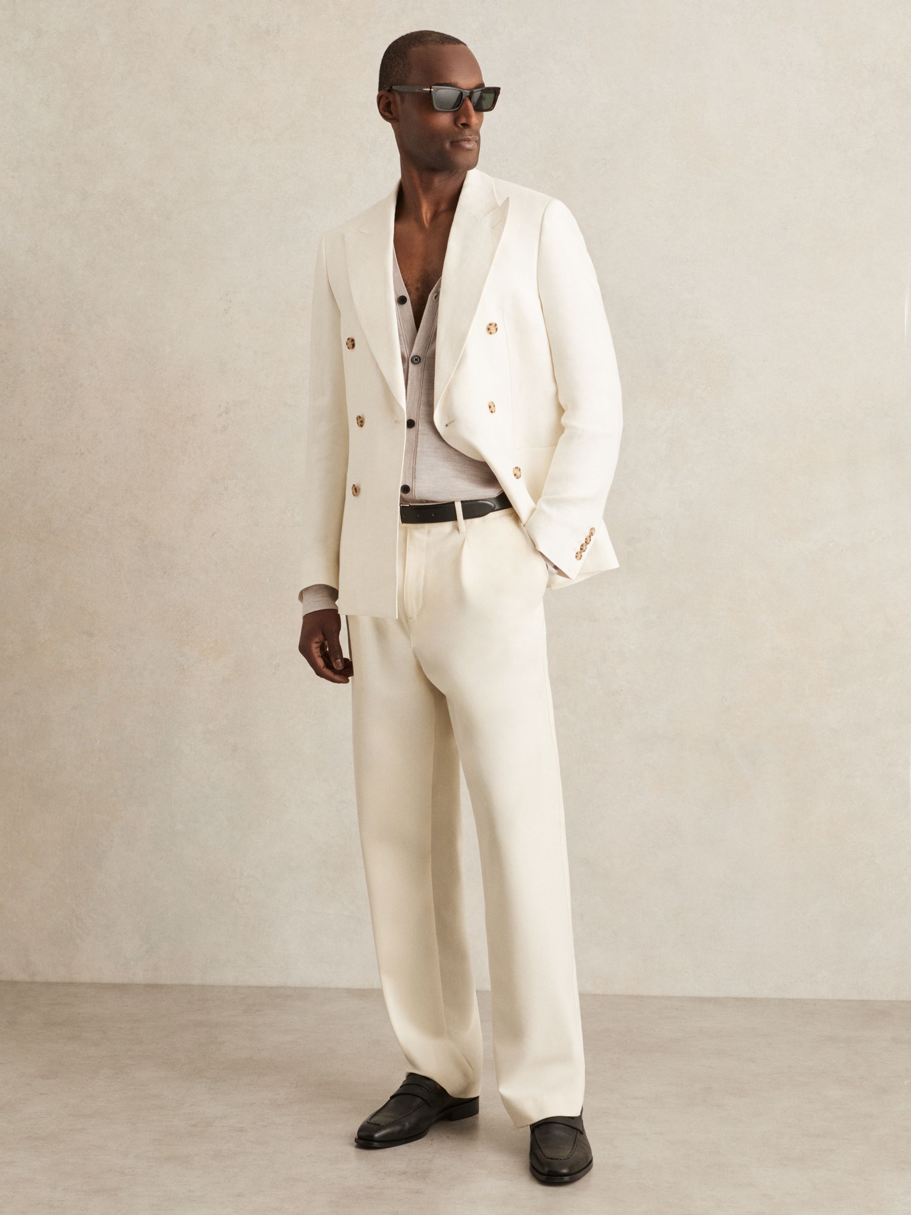 Merino Wool Button-Through Cardigan in Wicker Brown Melange