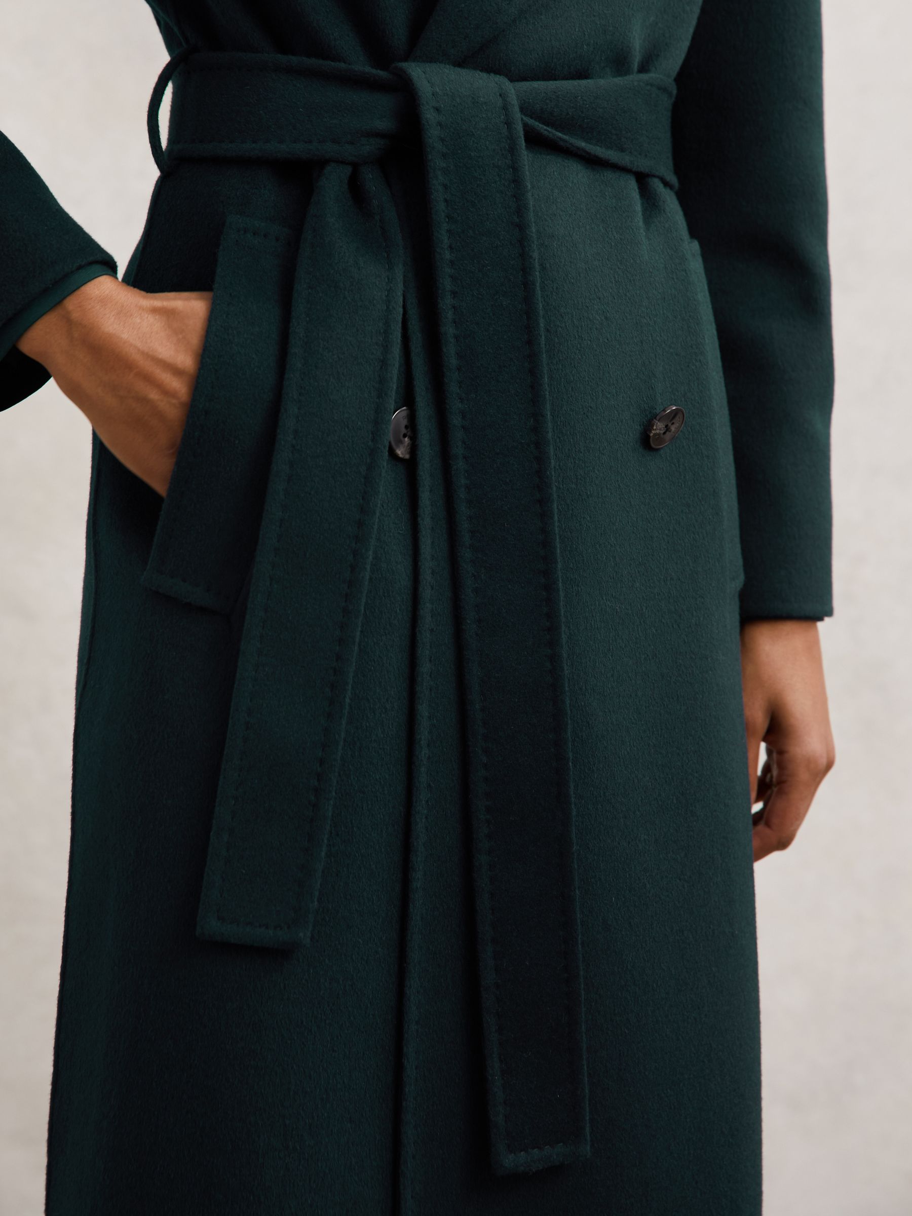 Petite Double-Breasted Blindseam Coat Wool-Blend in Green