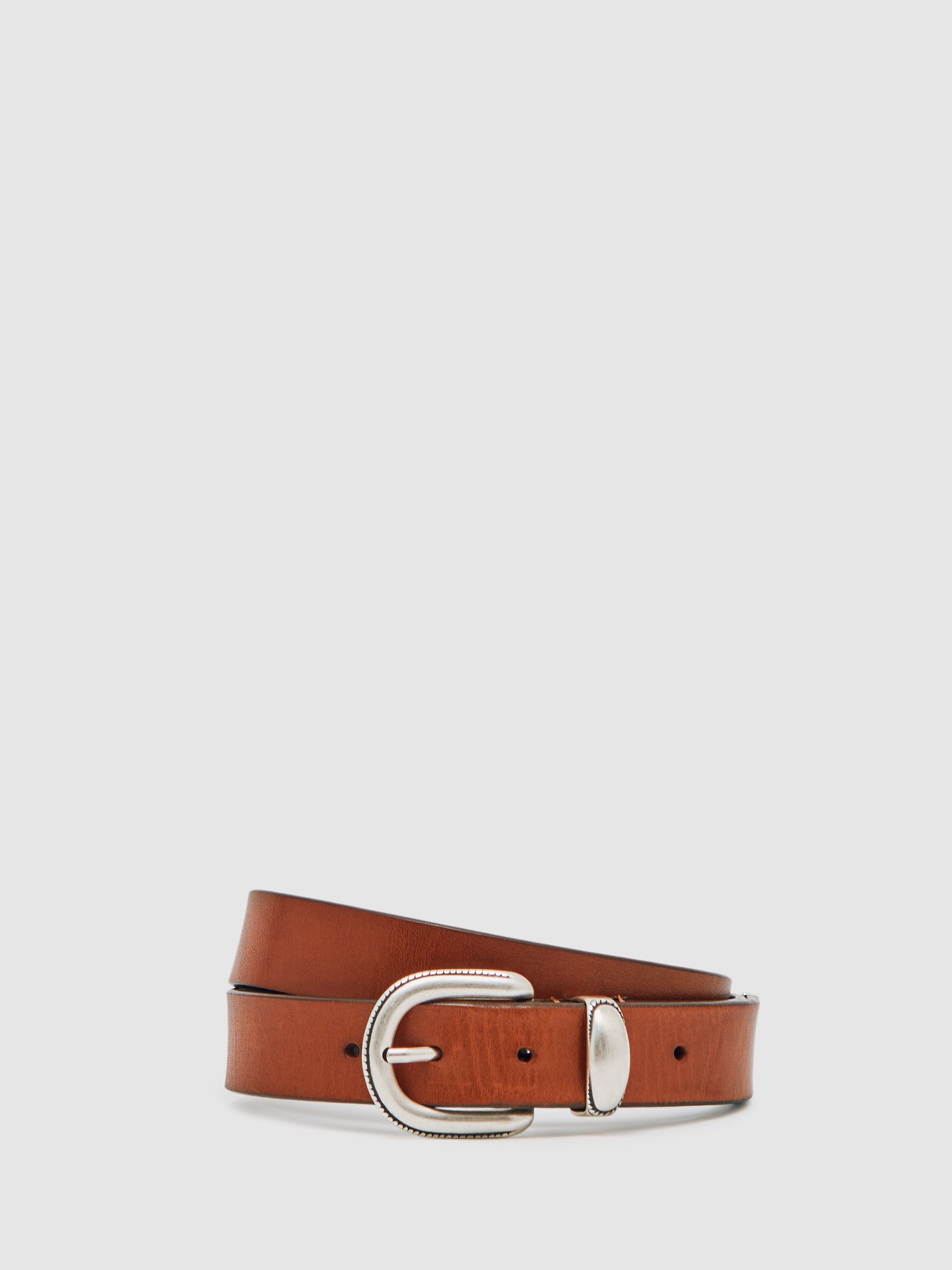 Leather Western Belt in Tan Brown
