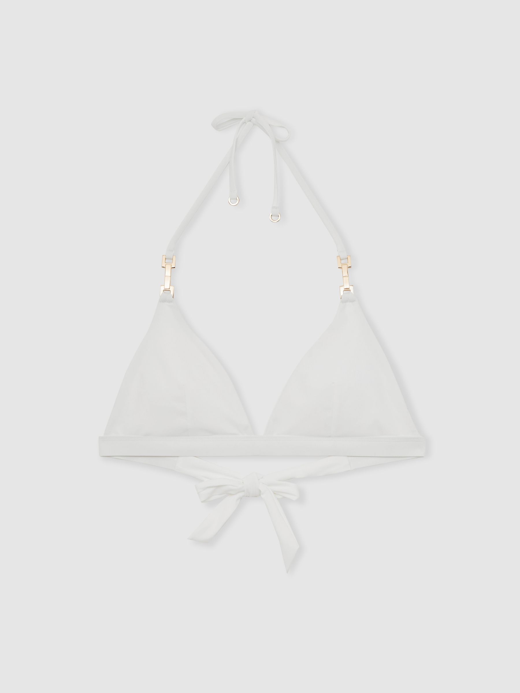 Triangle Halter Neck Bikini Top in White